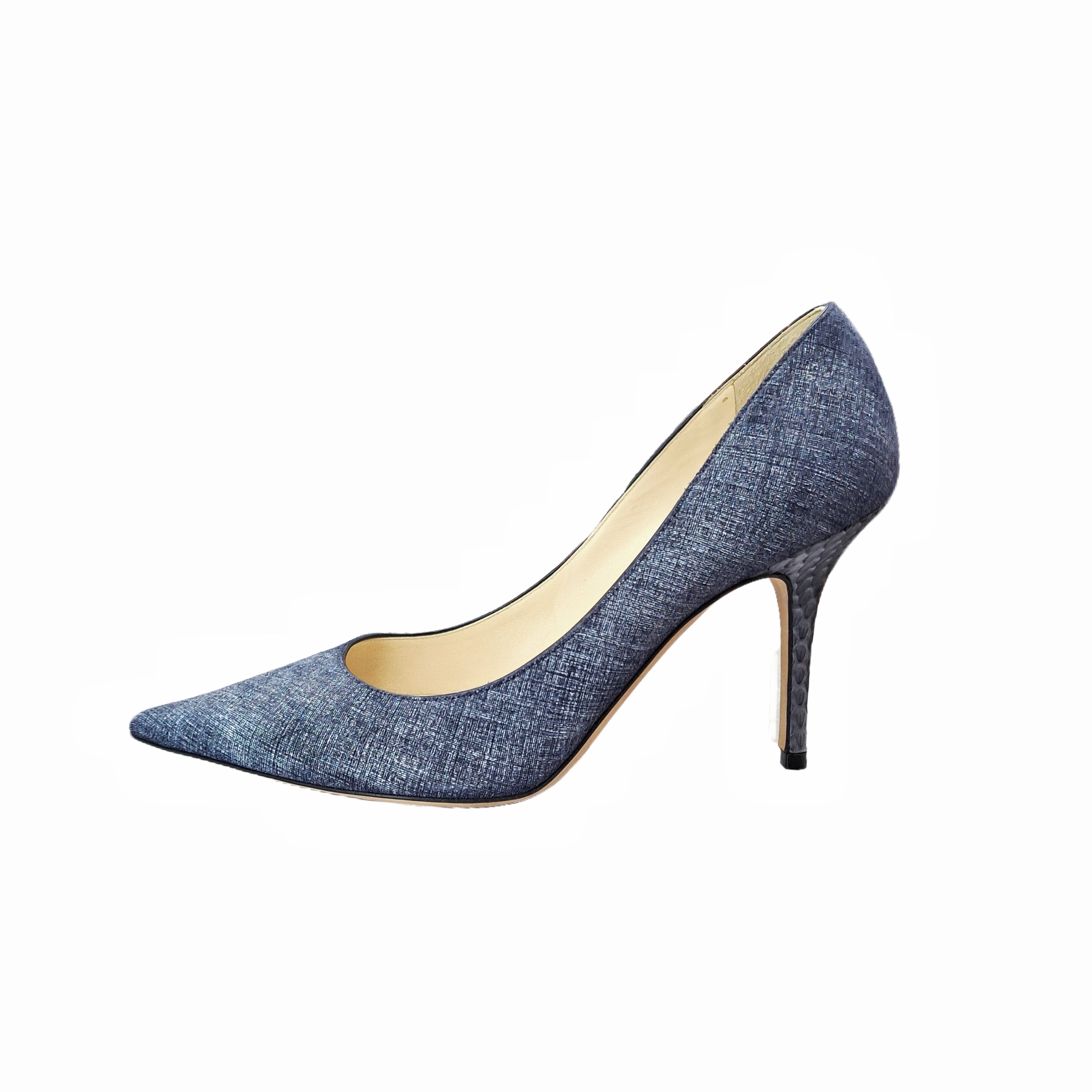 Jimmy Choo Love 65 Blue Denim and Snakeskin Romy Pumps size 39