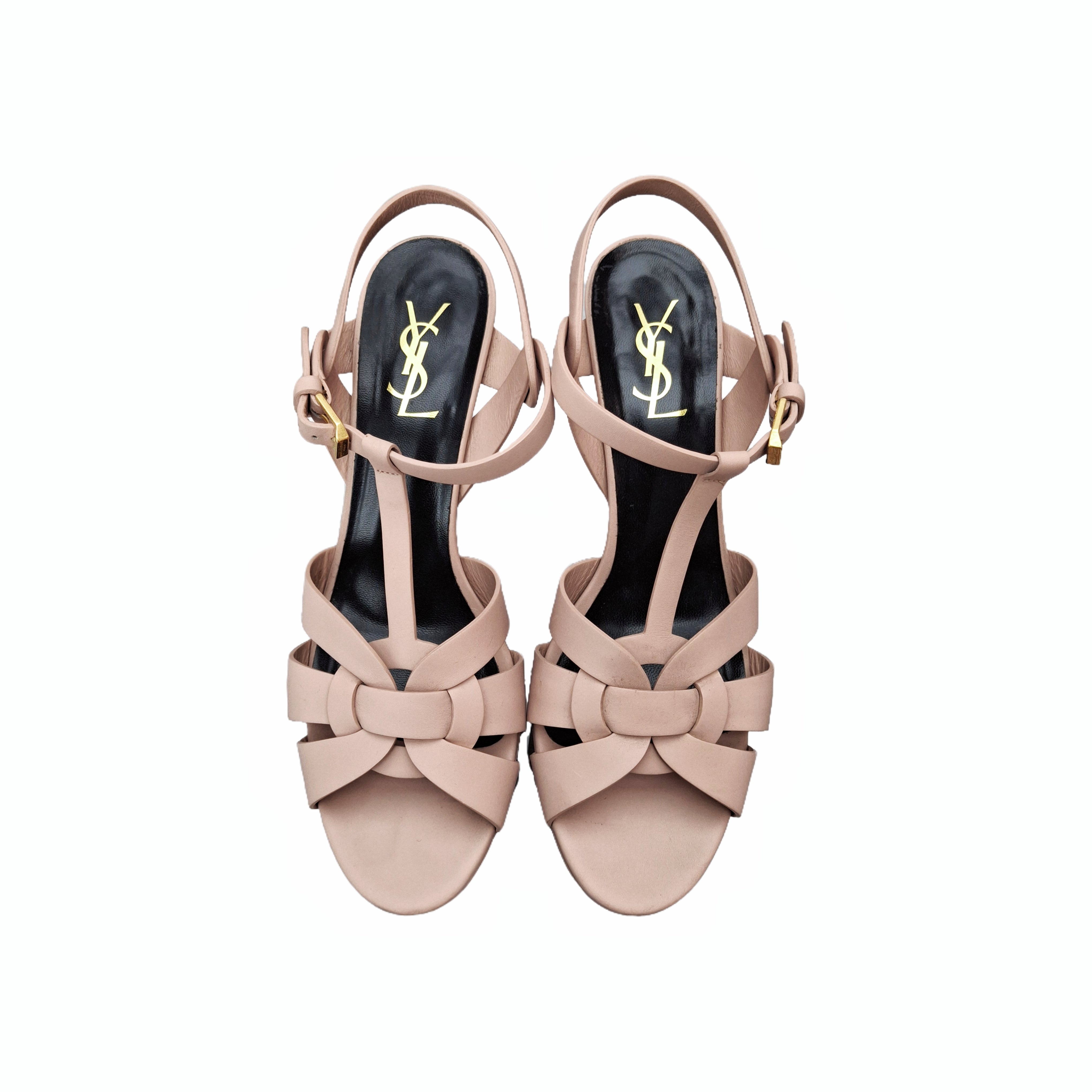 YSL Saint Laurent Light Pink Leather Tribute Sandals size 39