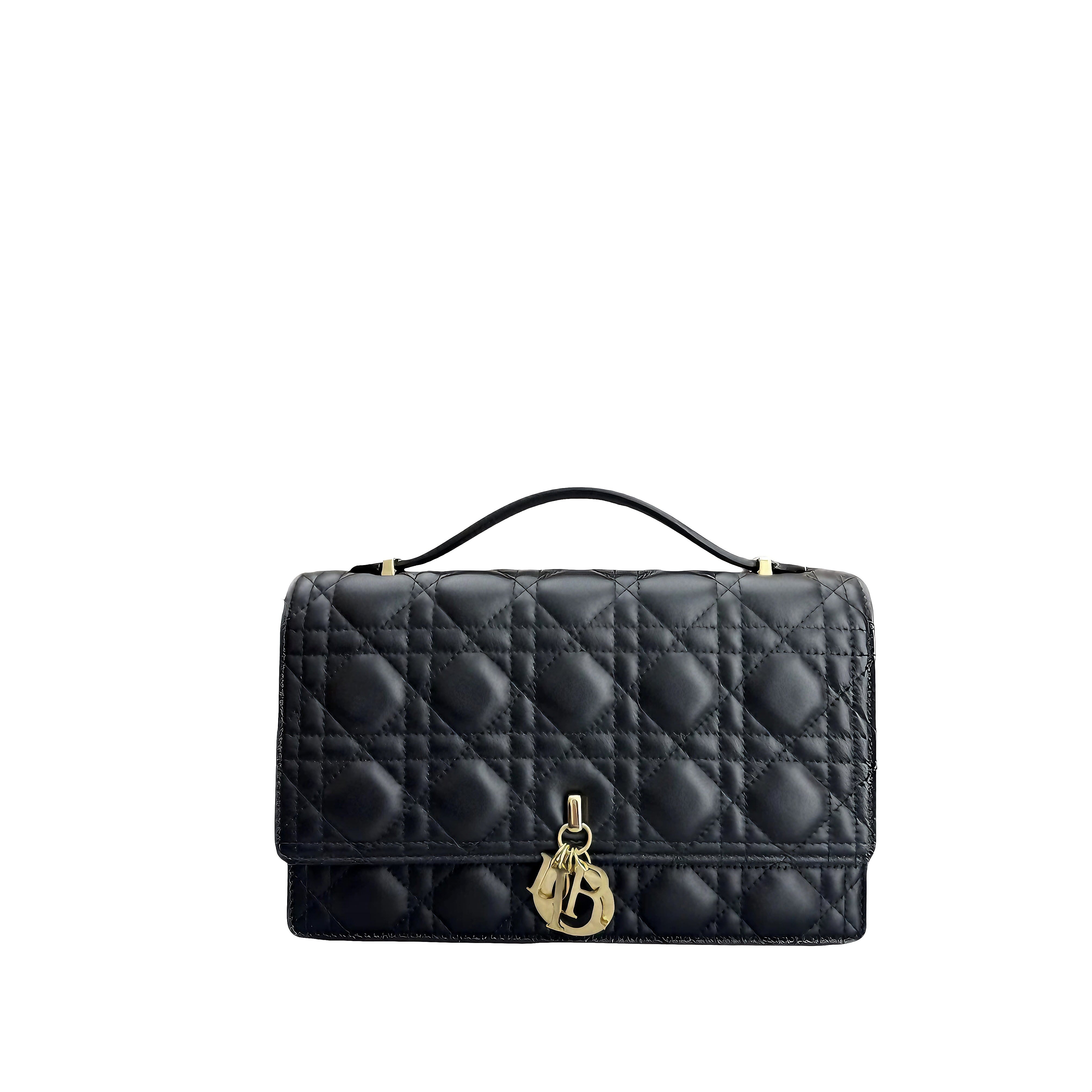 CHRISTIAN DIOR My Dior Top Handle Cannage Lambskin Bag (Black)