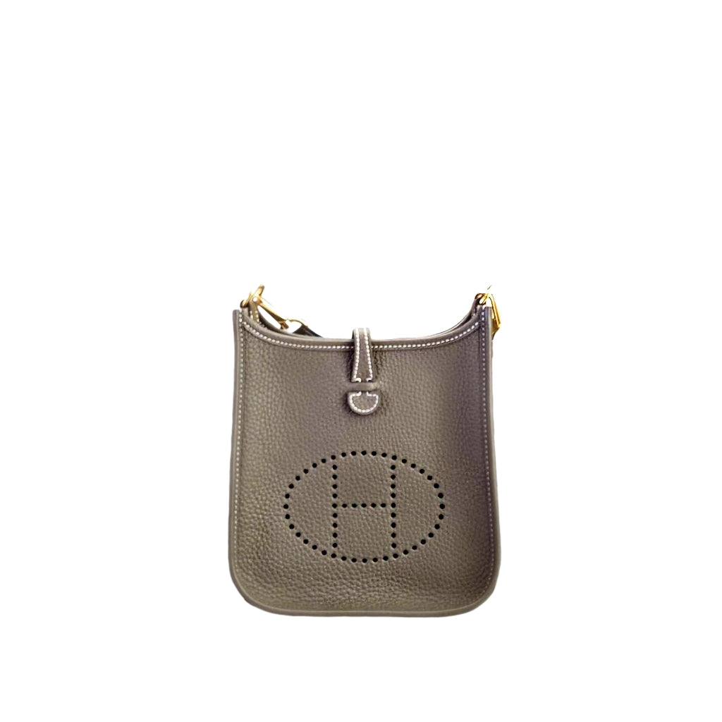 HERMÈS MINI EVELYNE BUCKLE Étoupe (Gray) Y Stamp