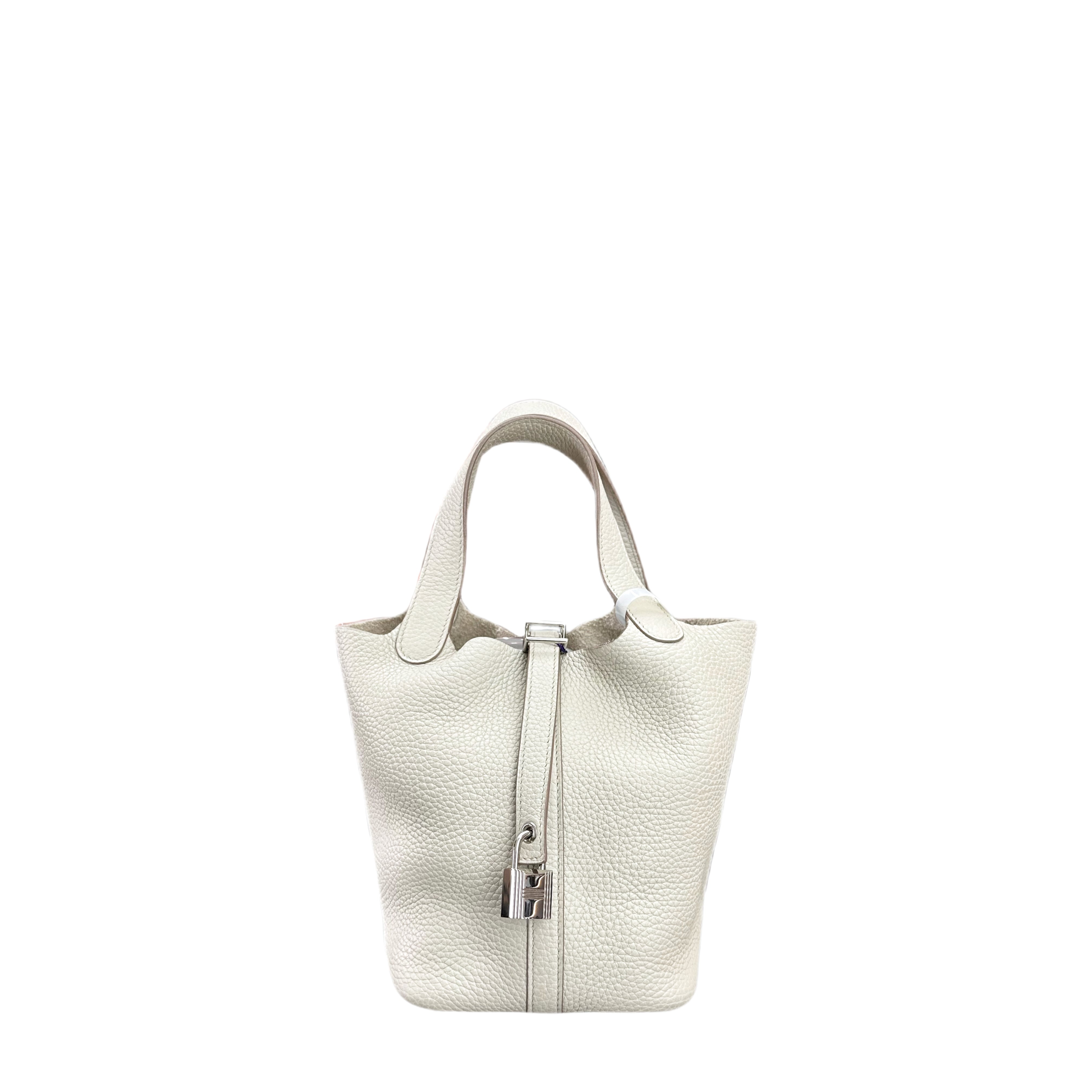 HERMÈS PICOTIN LOCK 18 BAG SHW Beton (Glacier Beige) u STAMP