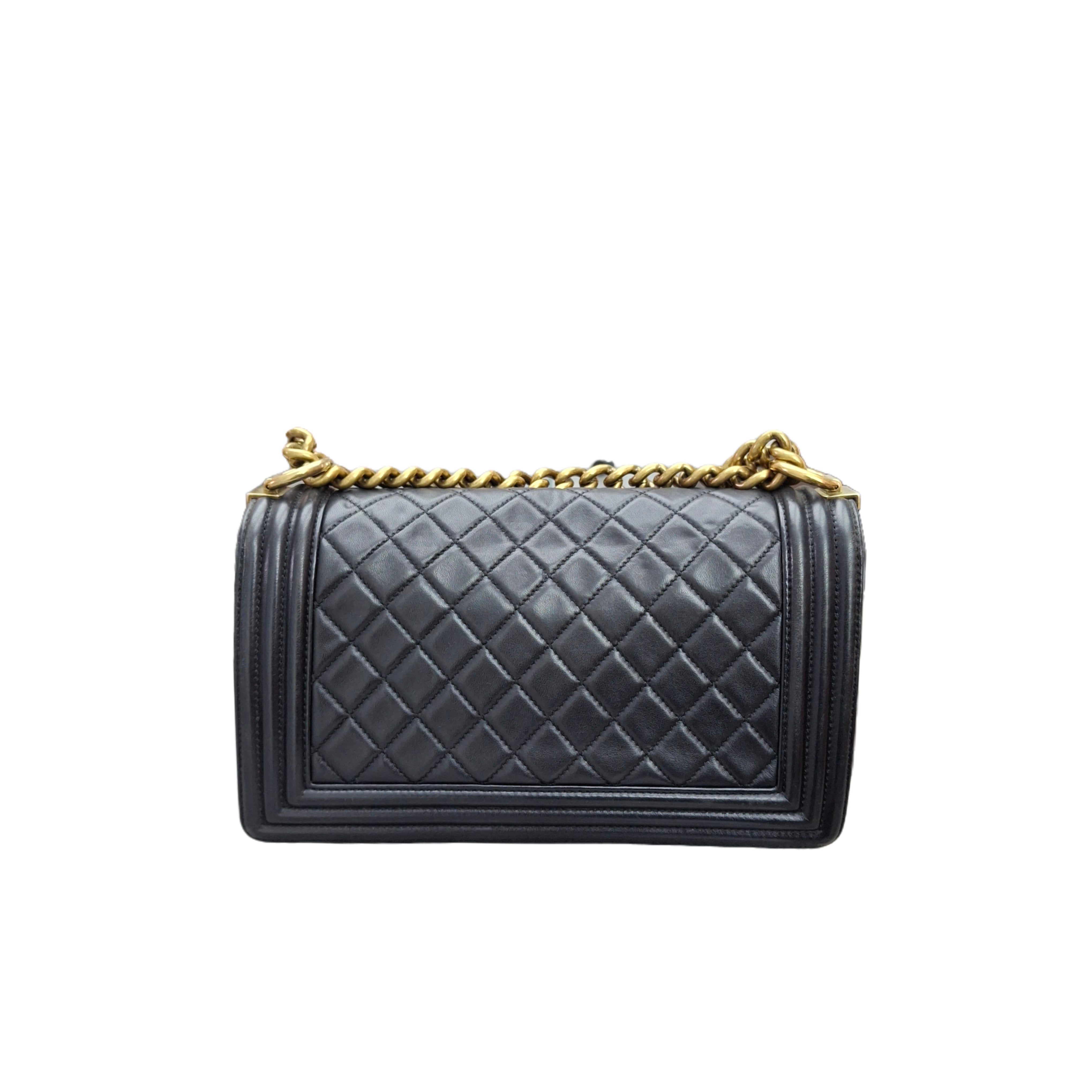 CHANEL Leboy Medium BAG Lambskin Chain Shoulder Bag GHW (Black)