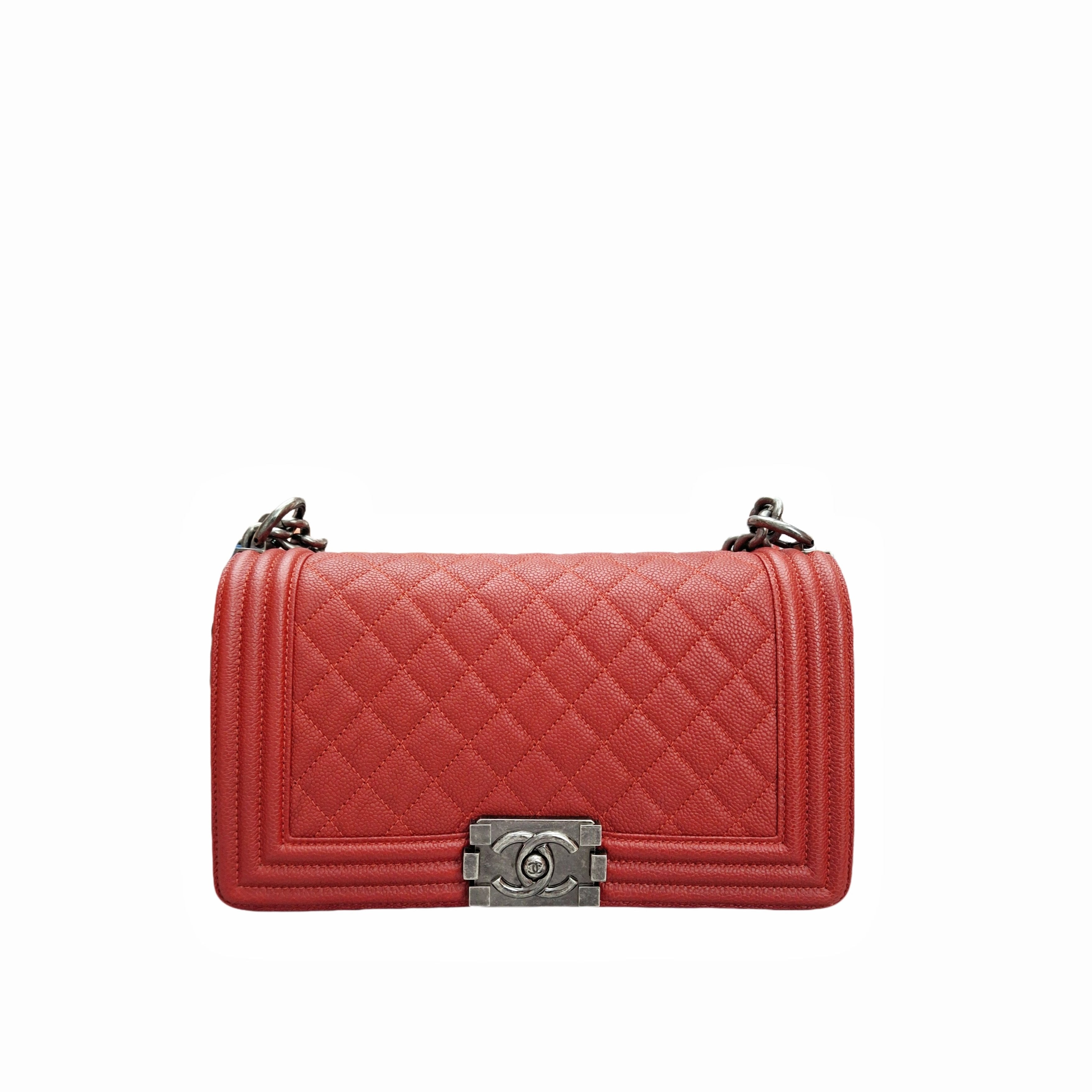 CHANEL Leboy Medium BAG Lambskin Chain Shoulder Bag (Red)