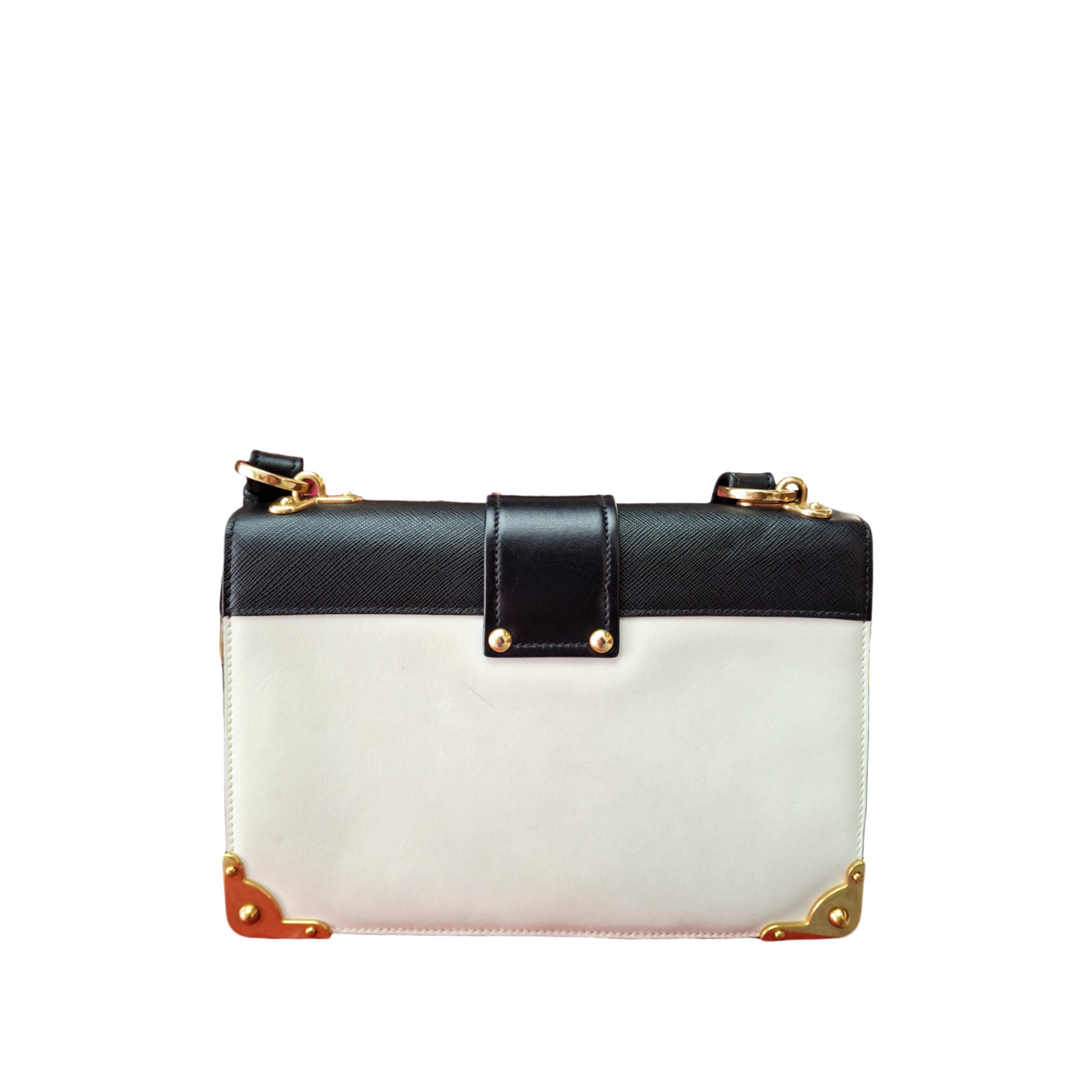 Prada Cahier Leather Bag (White/Black)