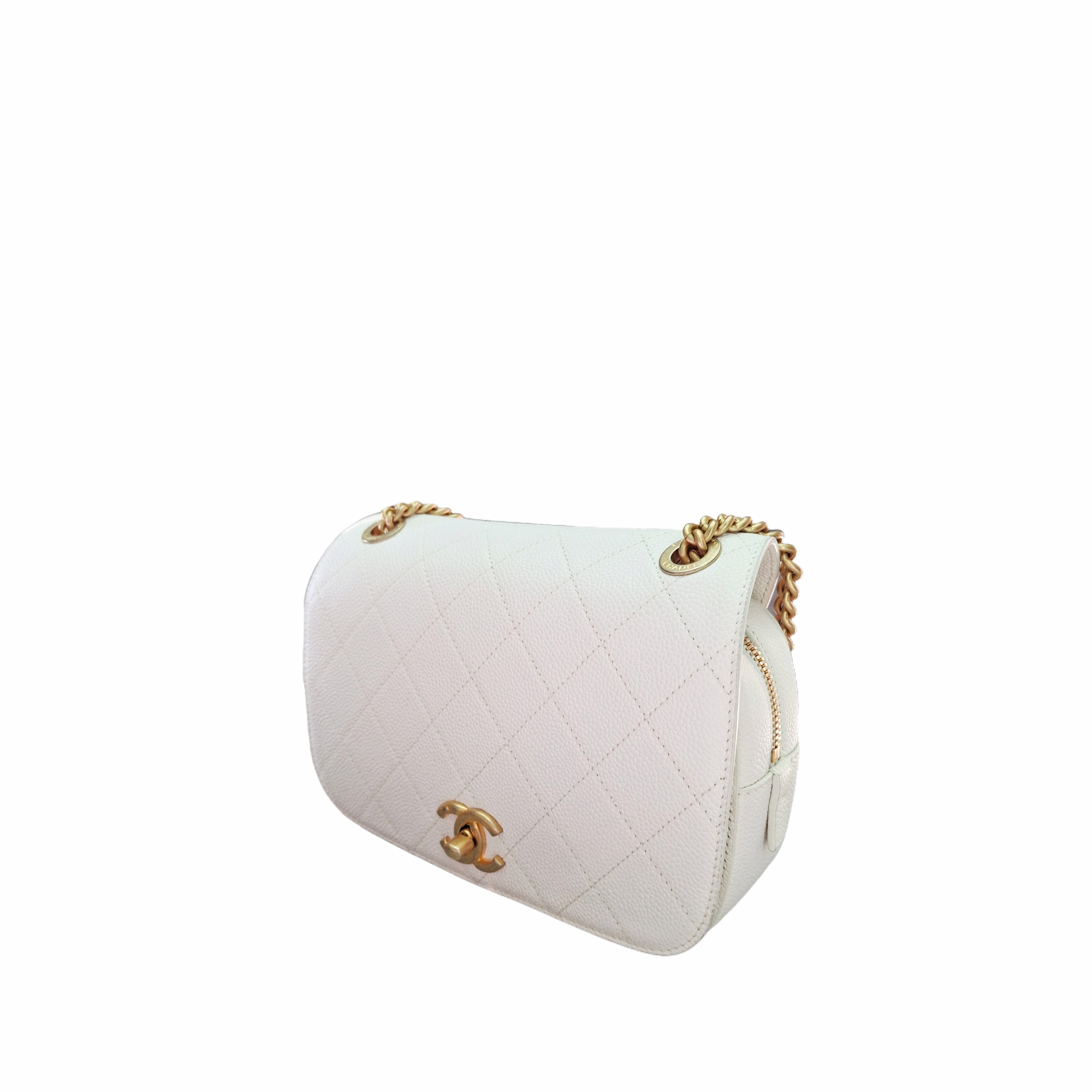 Chanel Mini Square Flap Bag in Lambskin GHW (White)