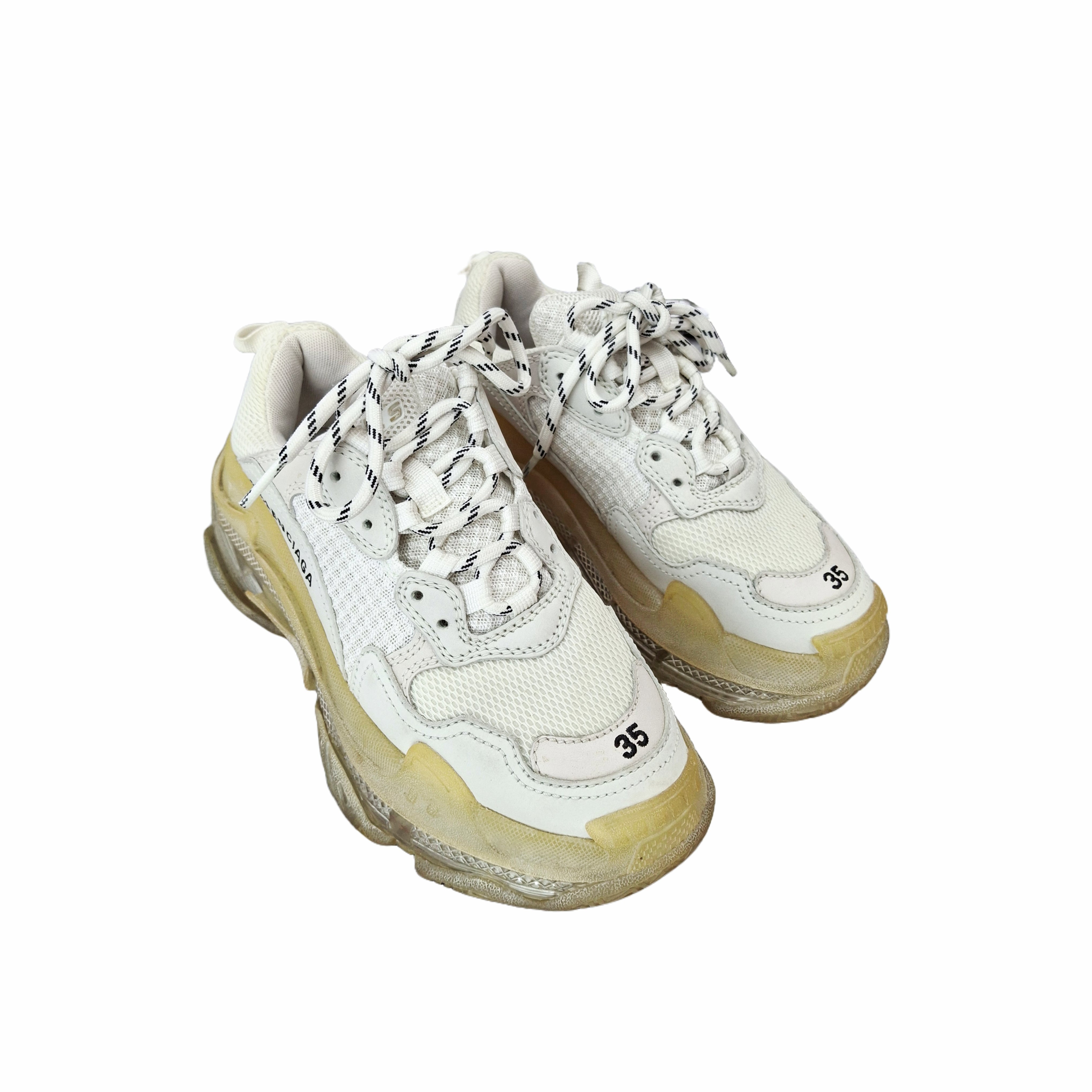 Balenciaga Triple S Clear Sole Sneakers (White) 35