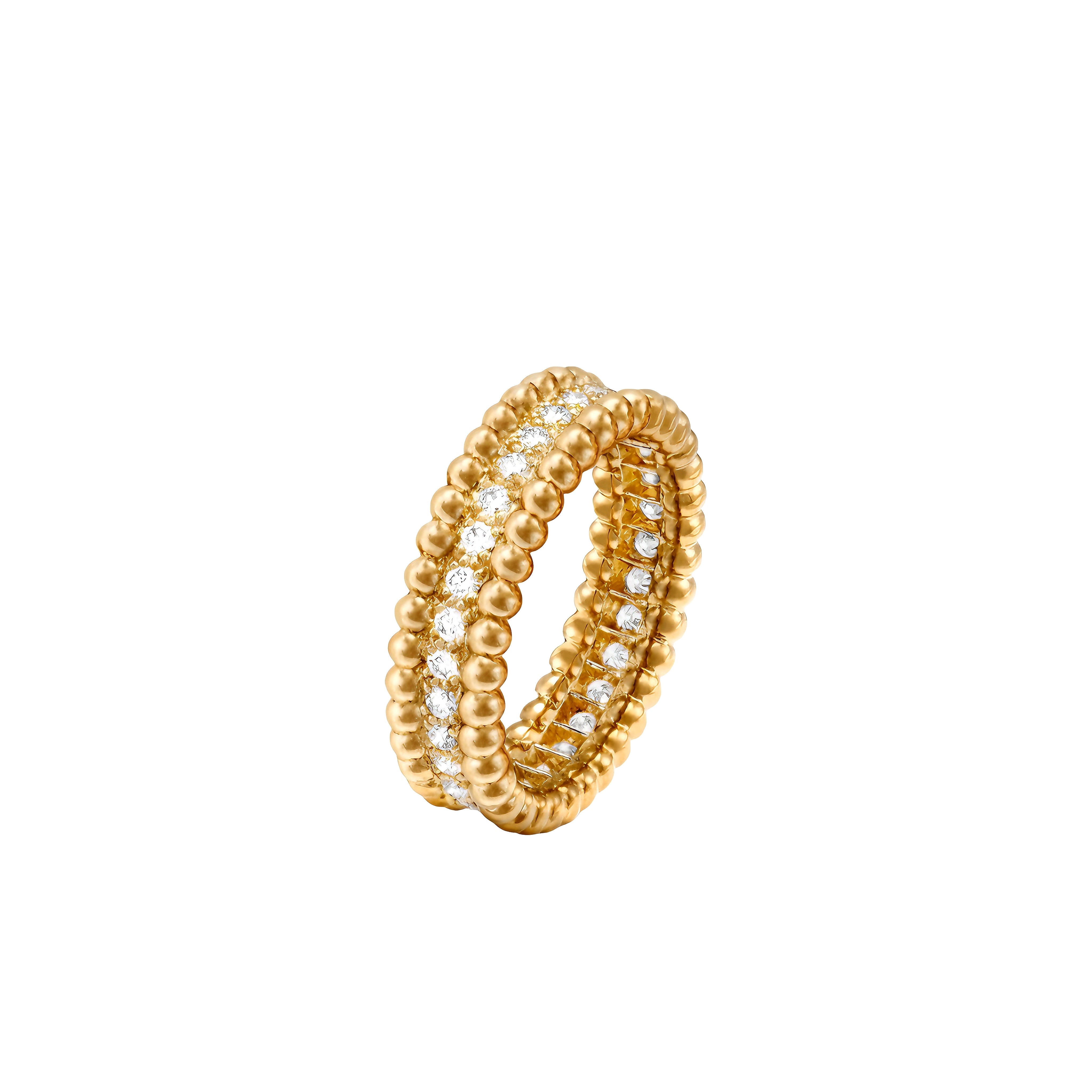 Van Cleef & Arpels Perlée diamonds ring, 1 row (Yellow Gold)