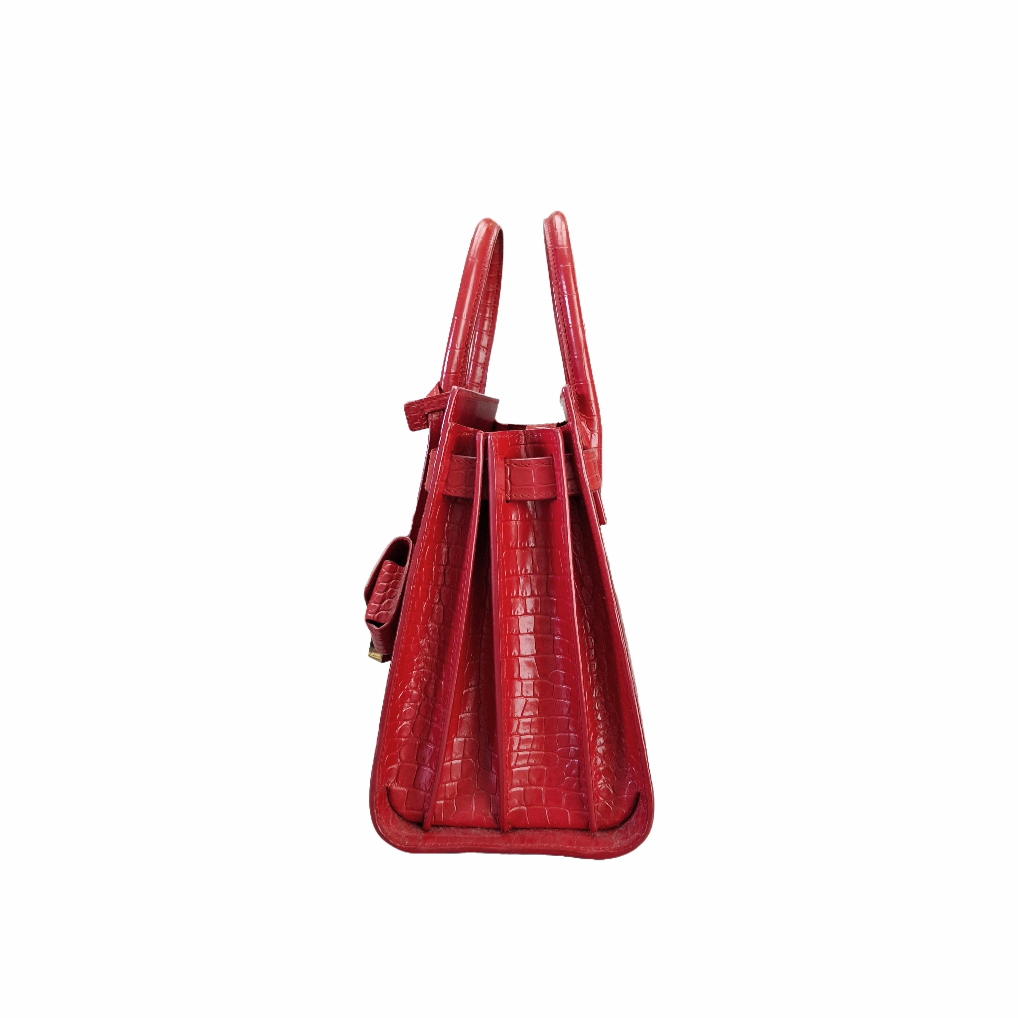 YSL Saint Laurent SAC DE JOUR SMALL in Matte Crocodile SHW (Red)