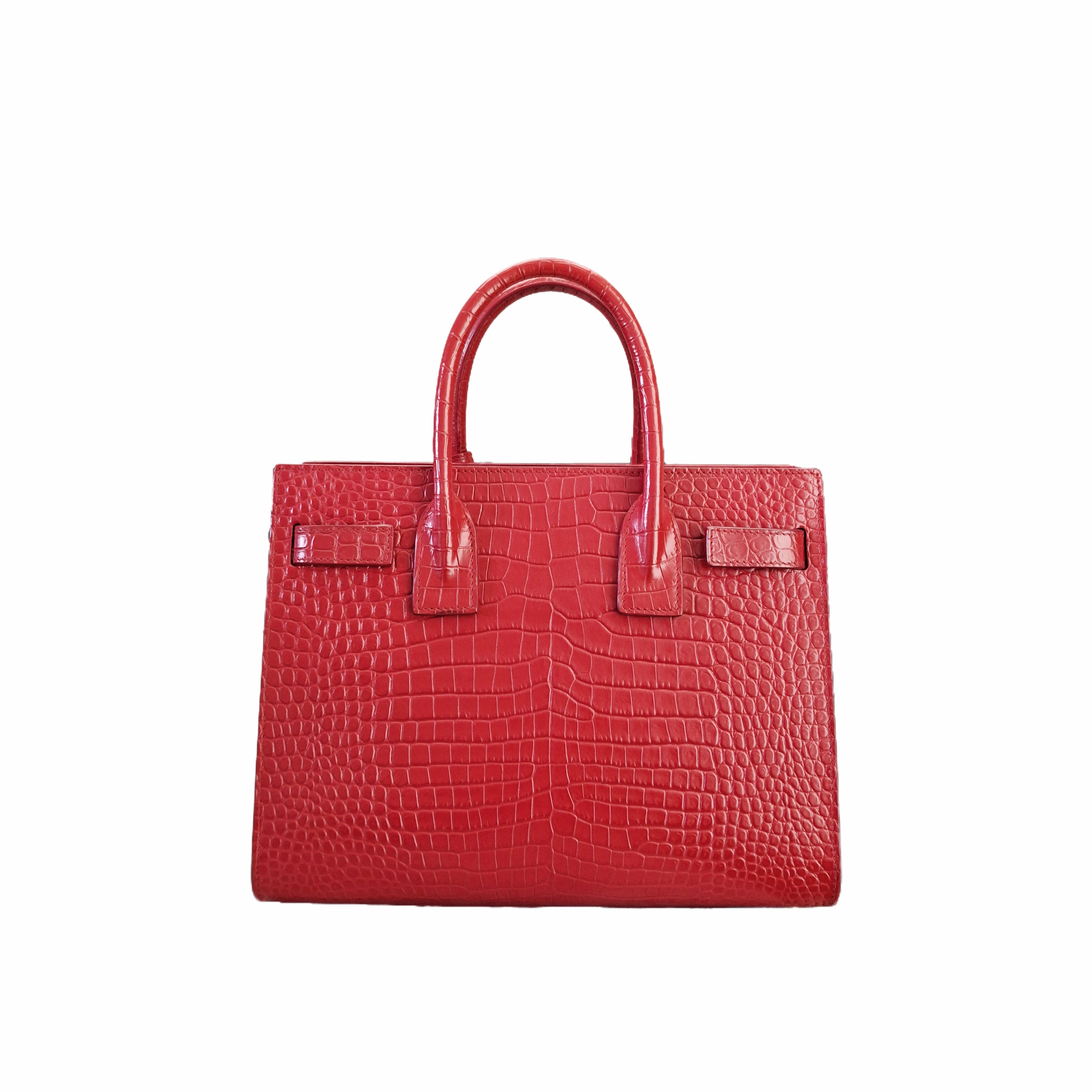 YSL Saint Laurent SAC DE JOUR SMALL in Matte Crocodile SHW (Red)