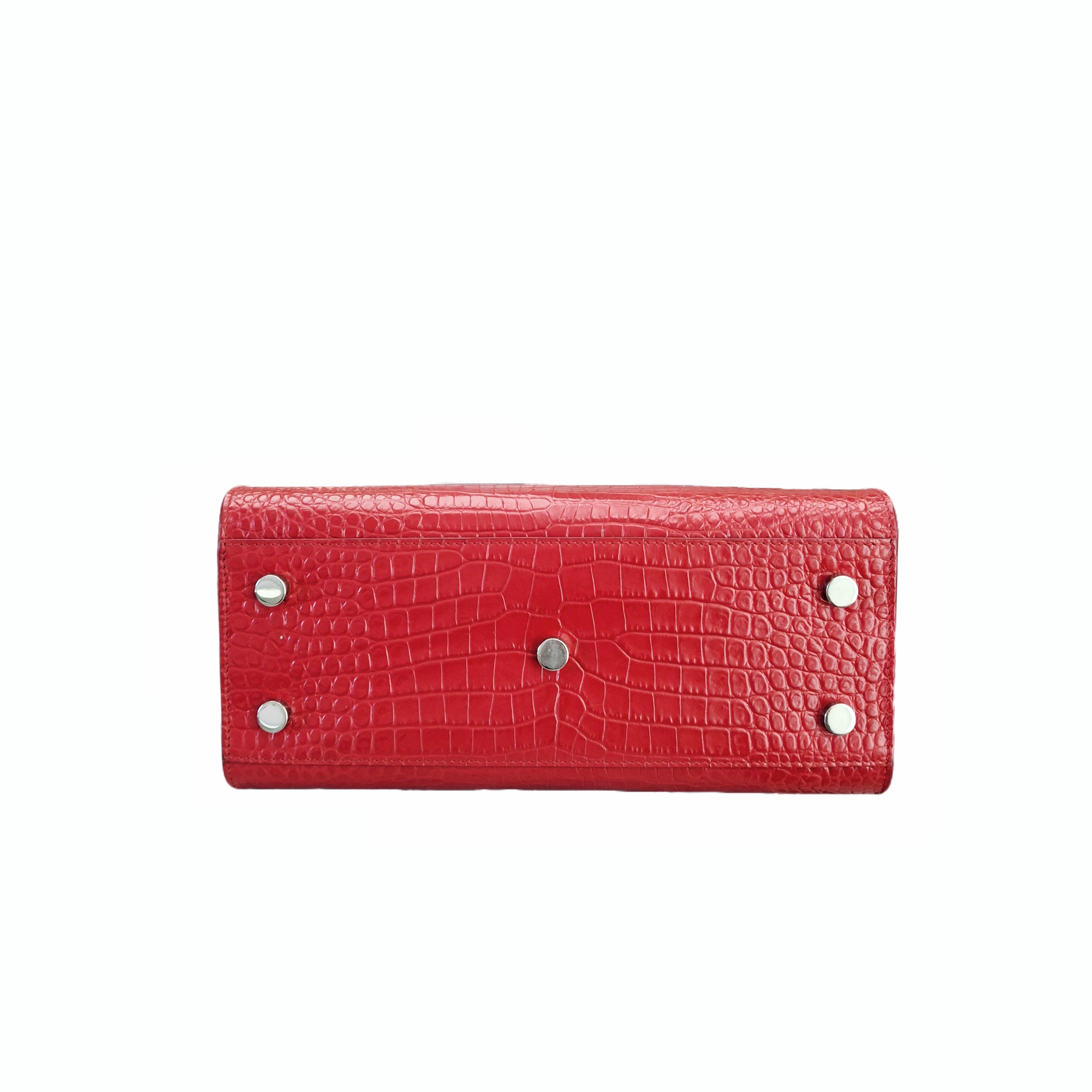 YSL Saint Laurent SAC DE JOUR SMALL in Matte Crocodile SHW (Red)