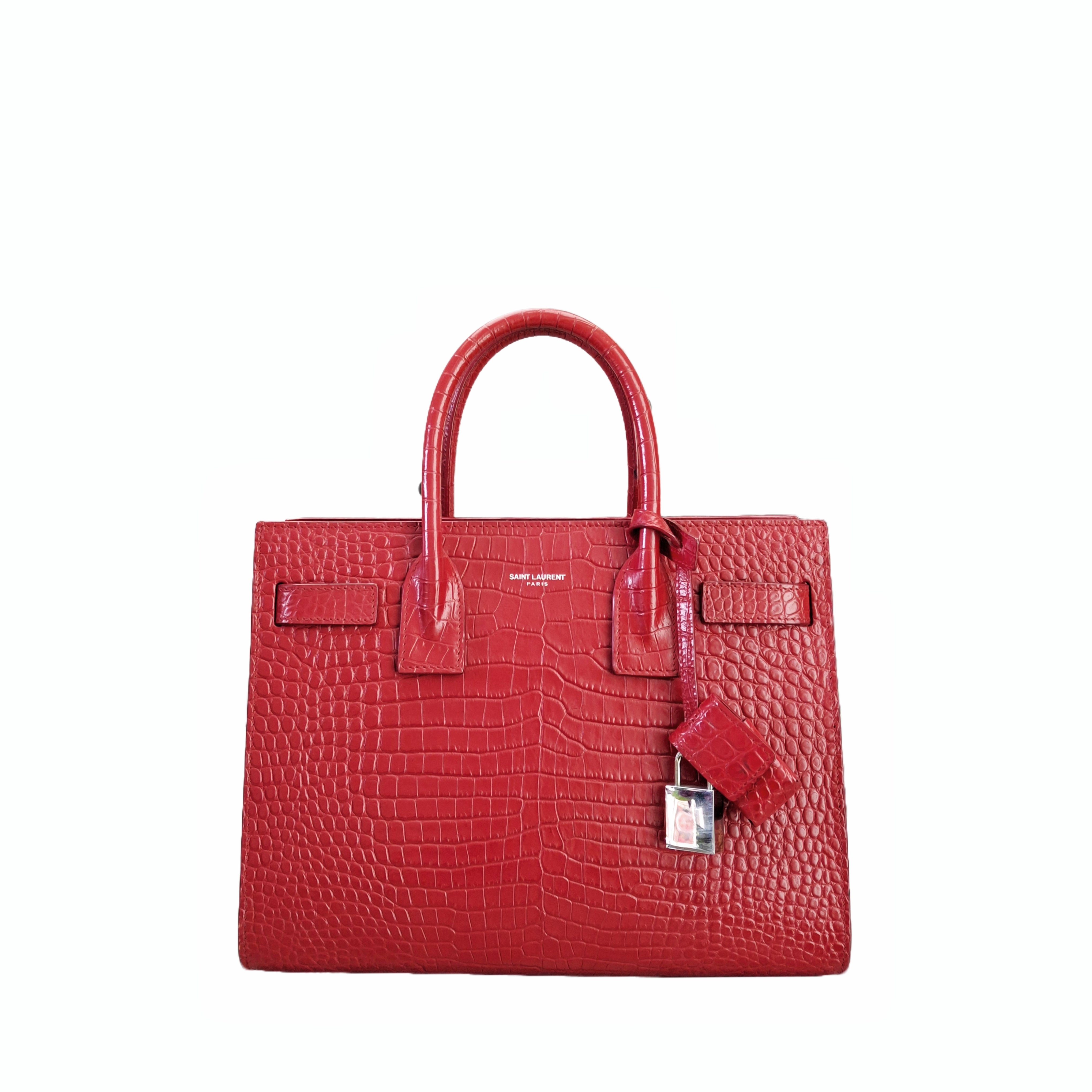 YSL Saint Laurent SAC DE JOUR SMALL in Matte Crocodile SHW (Red)