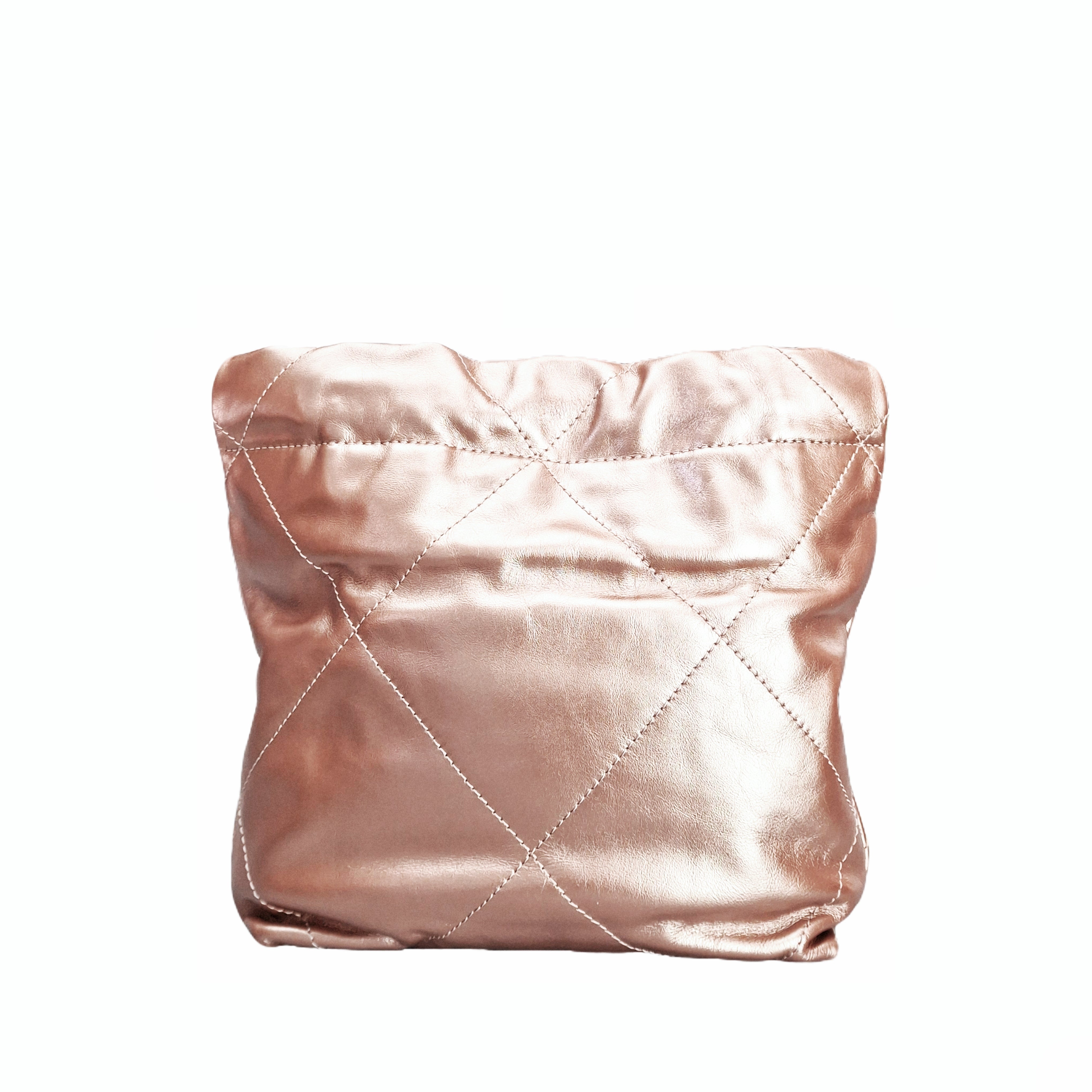 CHANEL 22 BAG Mini in Shiny Calfskin and Gold-tone Metal (Pink)