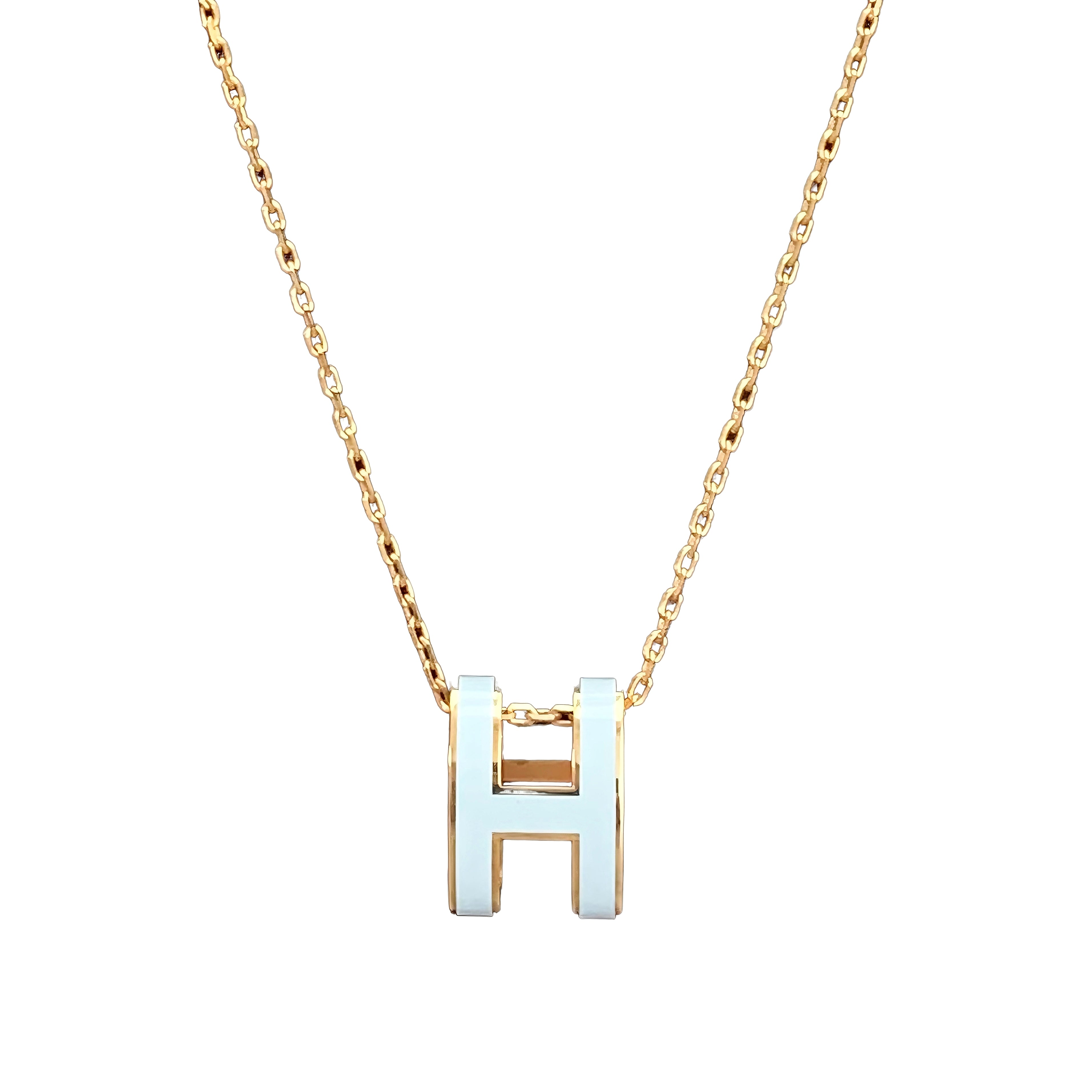 Hermès Mini Pop H Pendant Blanc (White/Gold)