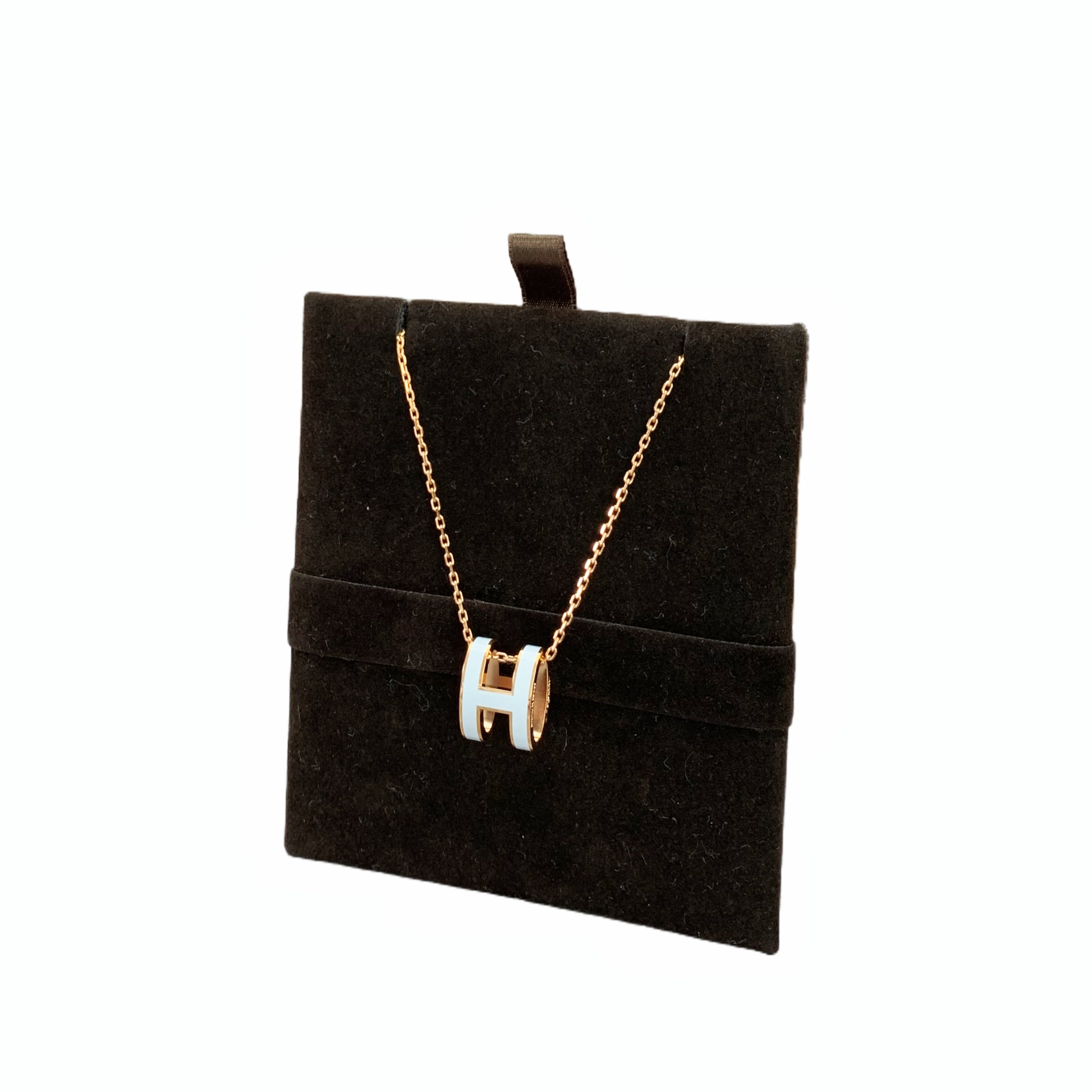 Hermès Mini Pop H Pendant Blanc (White/Gold)