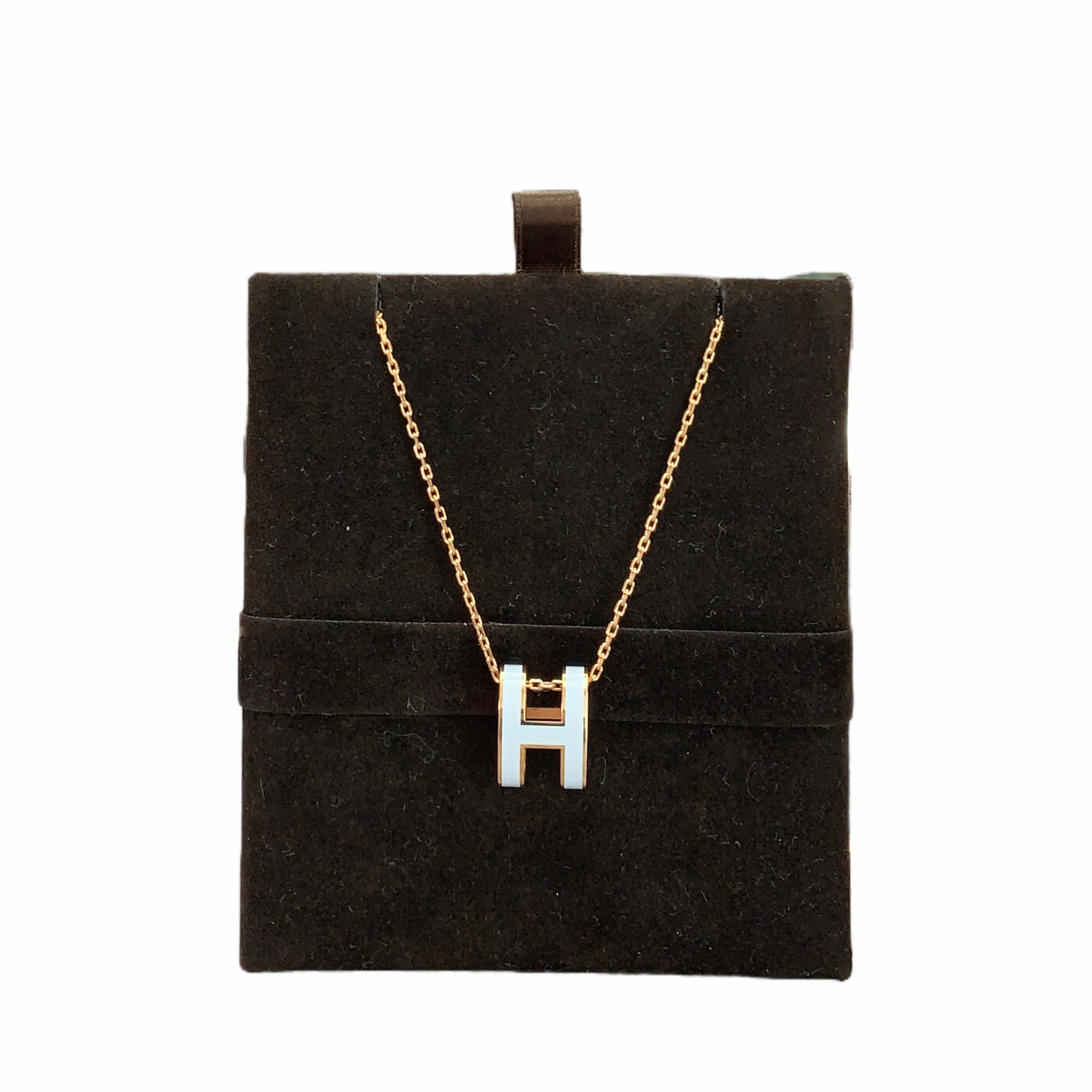 Hermès Mini Pop H Pendant Blanc (White/Gold)