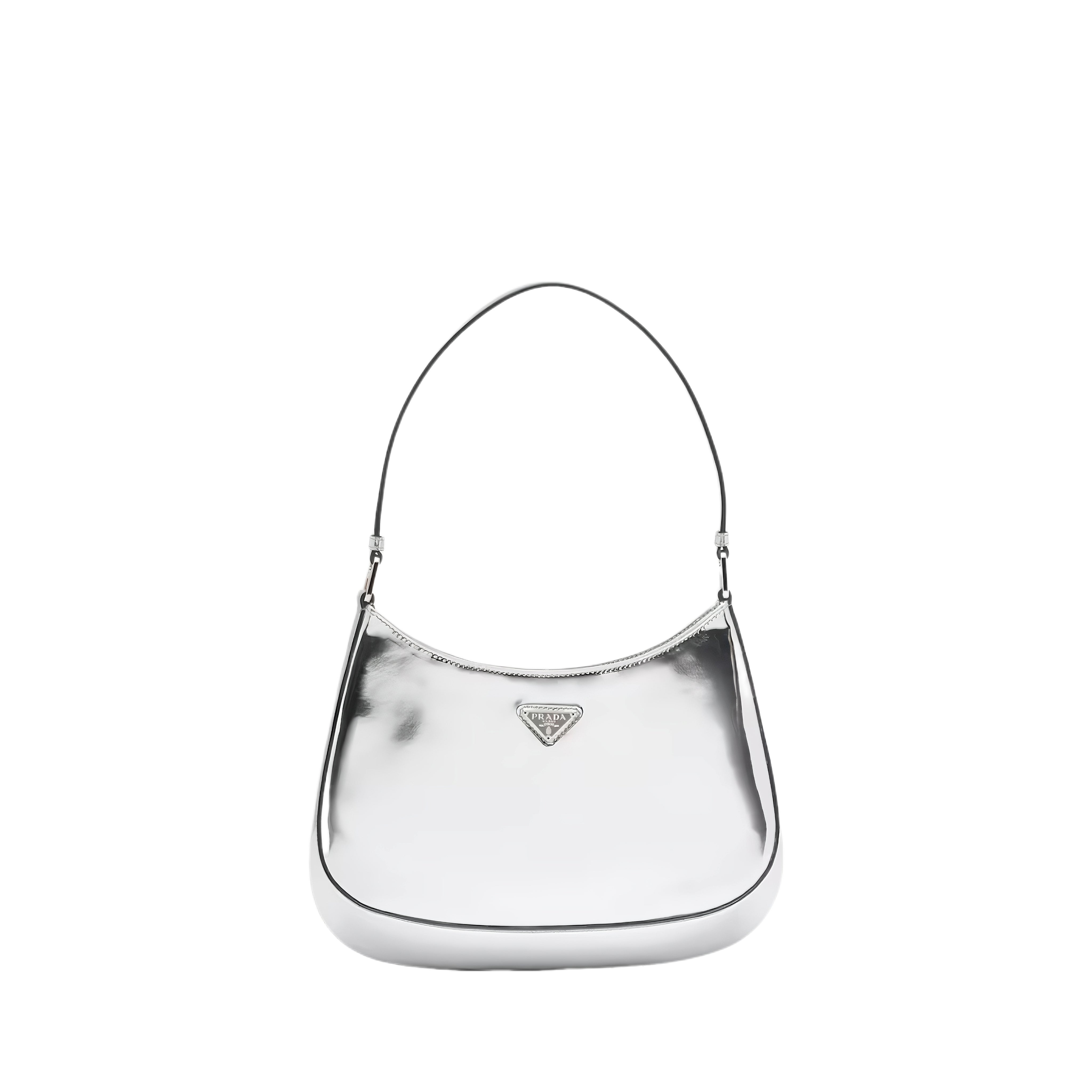 prada cleo brushed leather shoulder bag (silver)