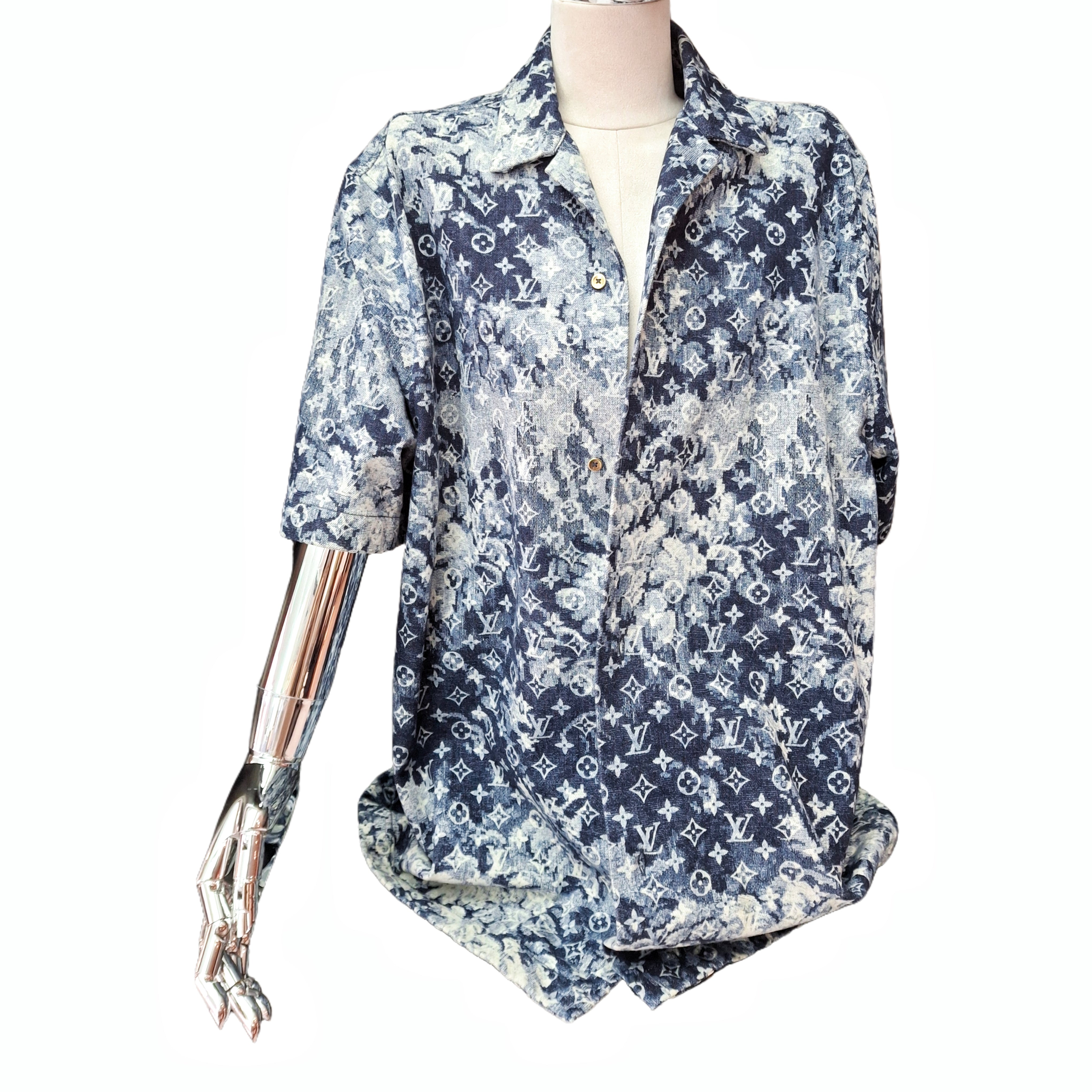 LOUIS VUITTON 2021 Tapestry Hawaiian Button up (Denim Blue) M