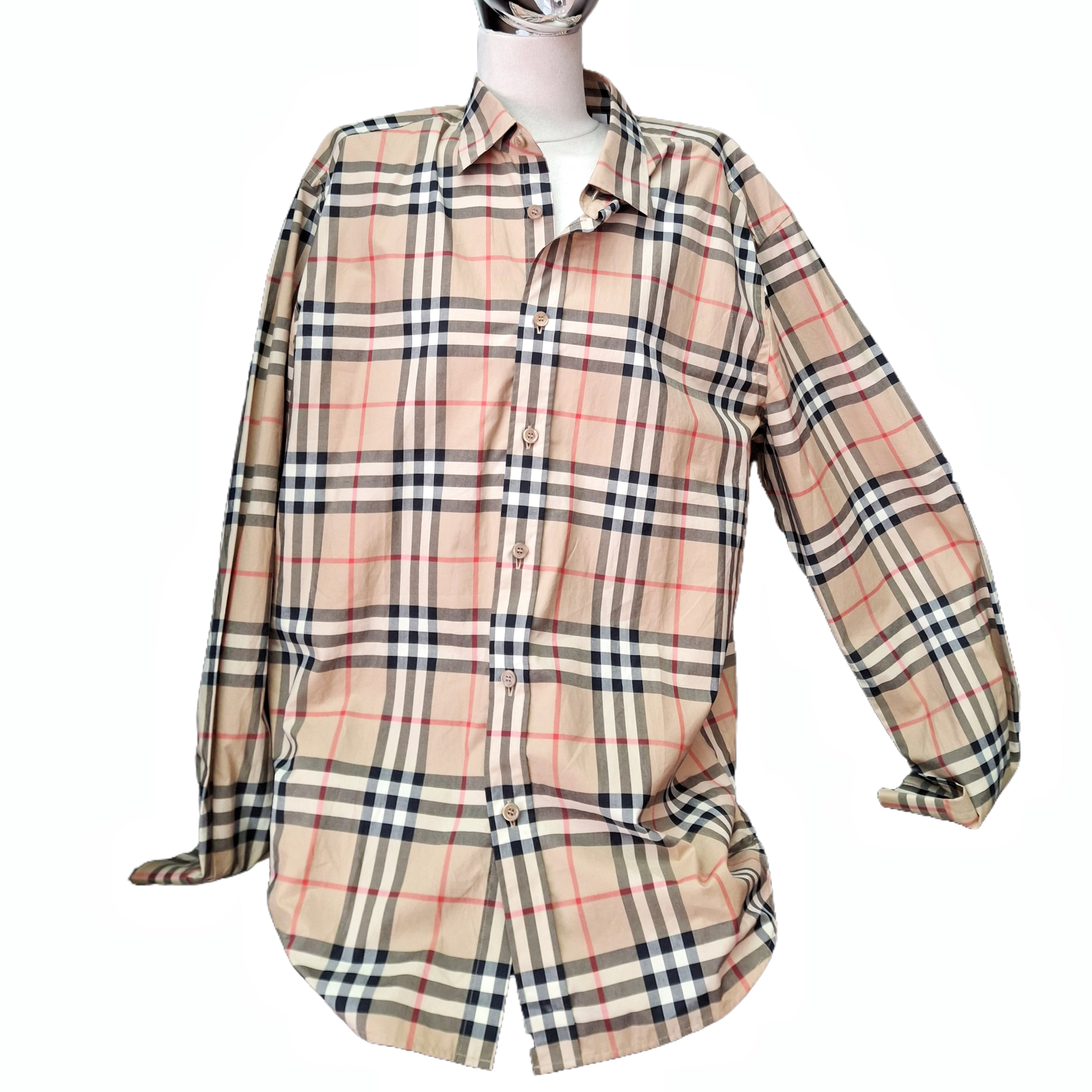 BURBERRY Vintage Check Stretch-cotton Shirt (Beige) XL