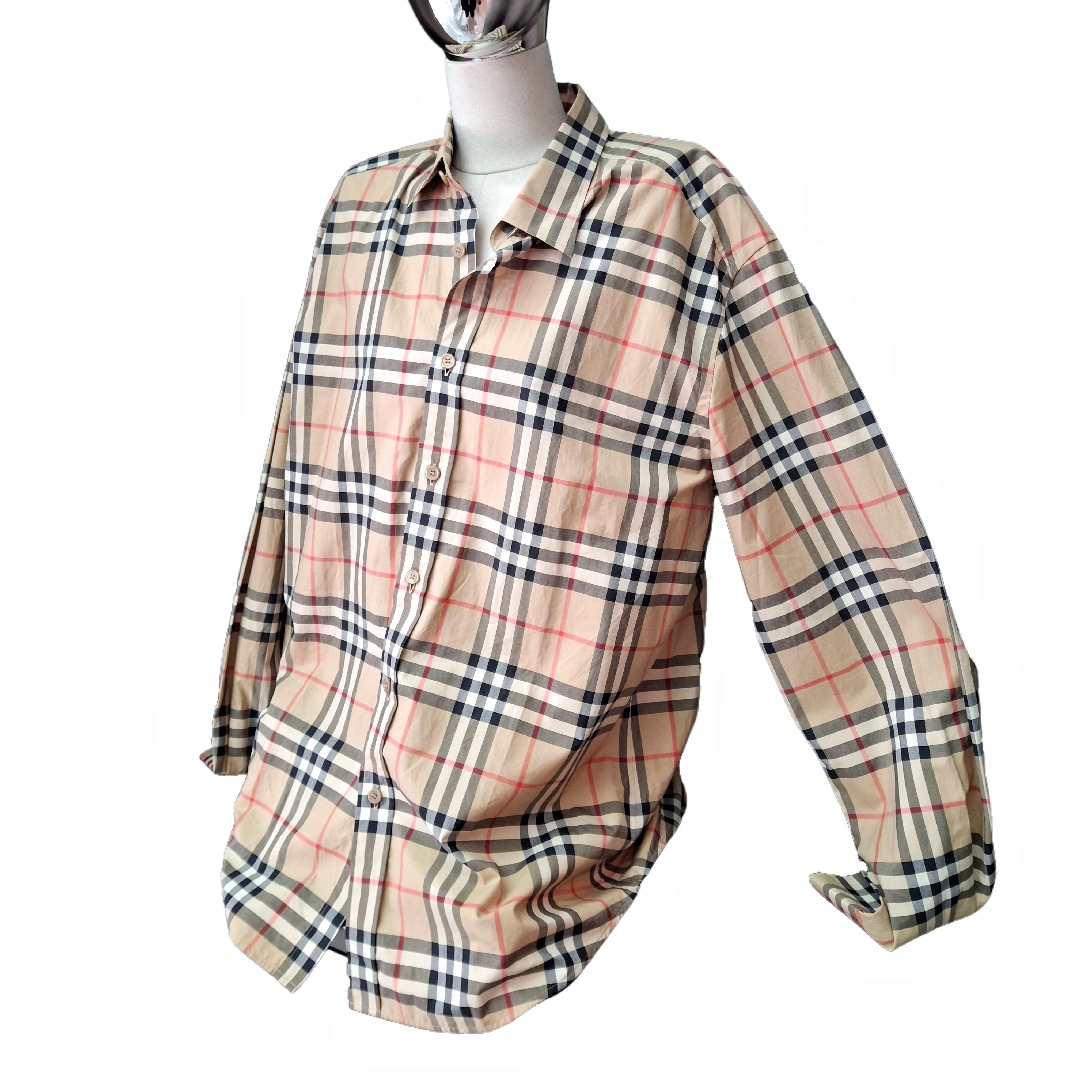 BURBERRY Vintage Check Stretch-cotton Shirt (Beige) XL