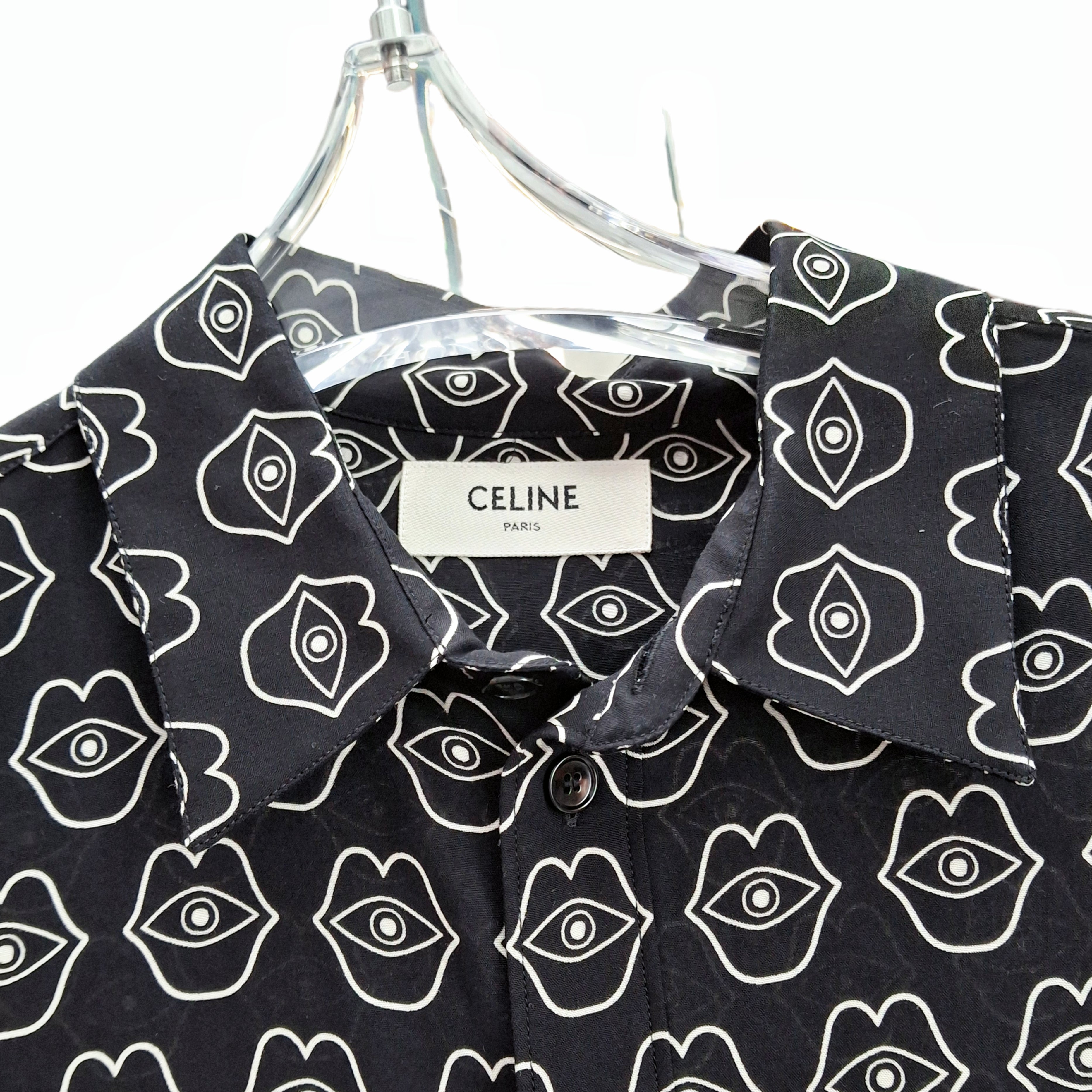 Celine × Hedi Slimane Classique Viscose Shirt (Black / White) Size 38