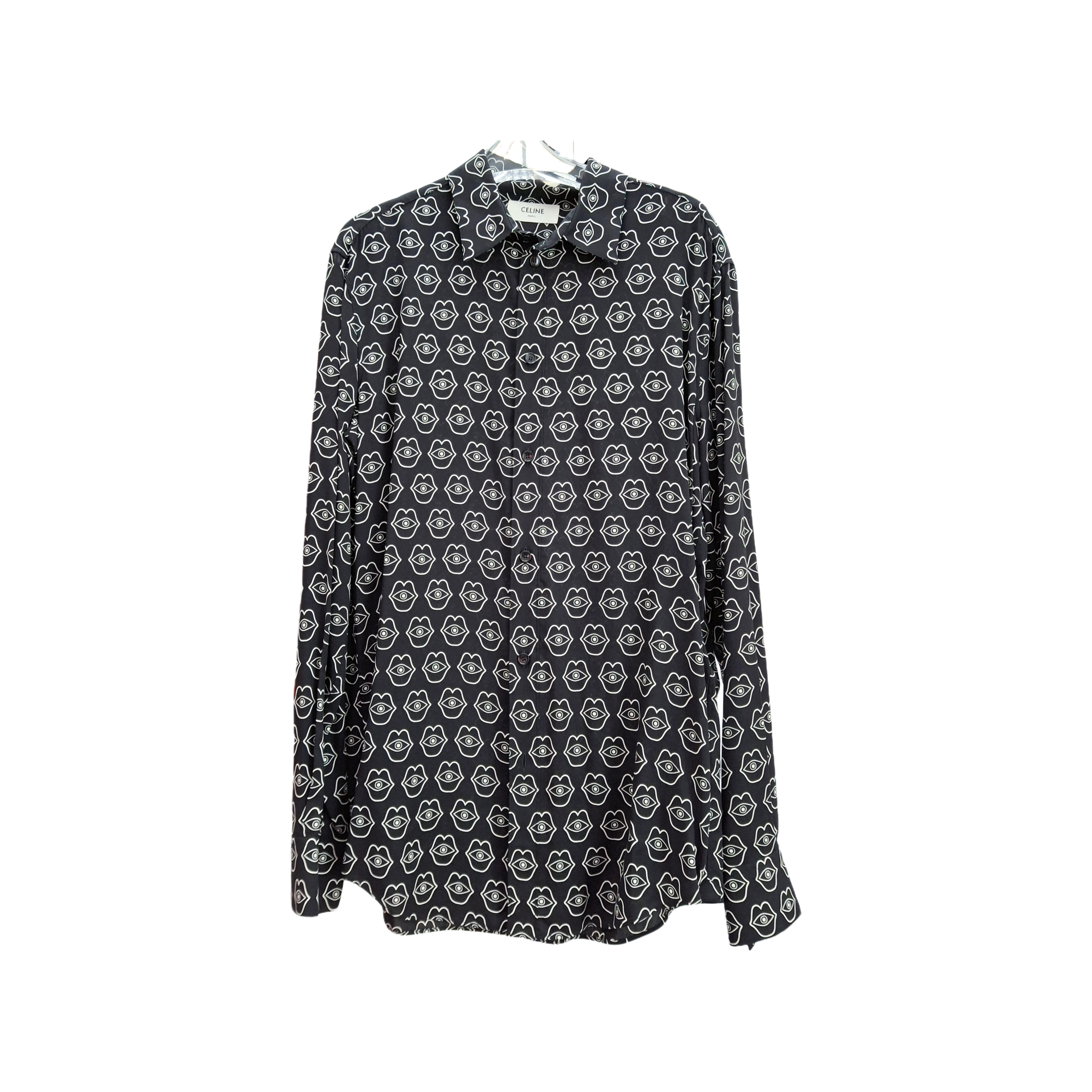 Celine × Hedi Slimane Classique Viscose Shirt (Black / White) Size 38