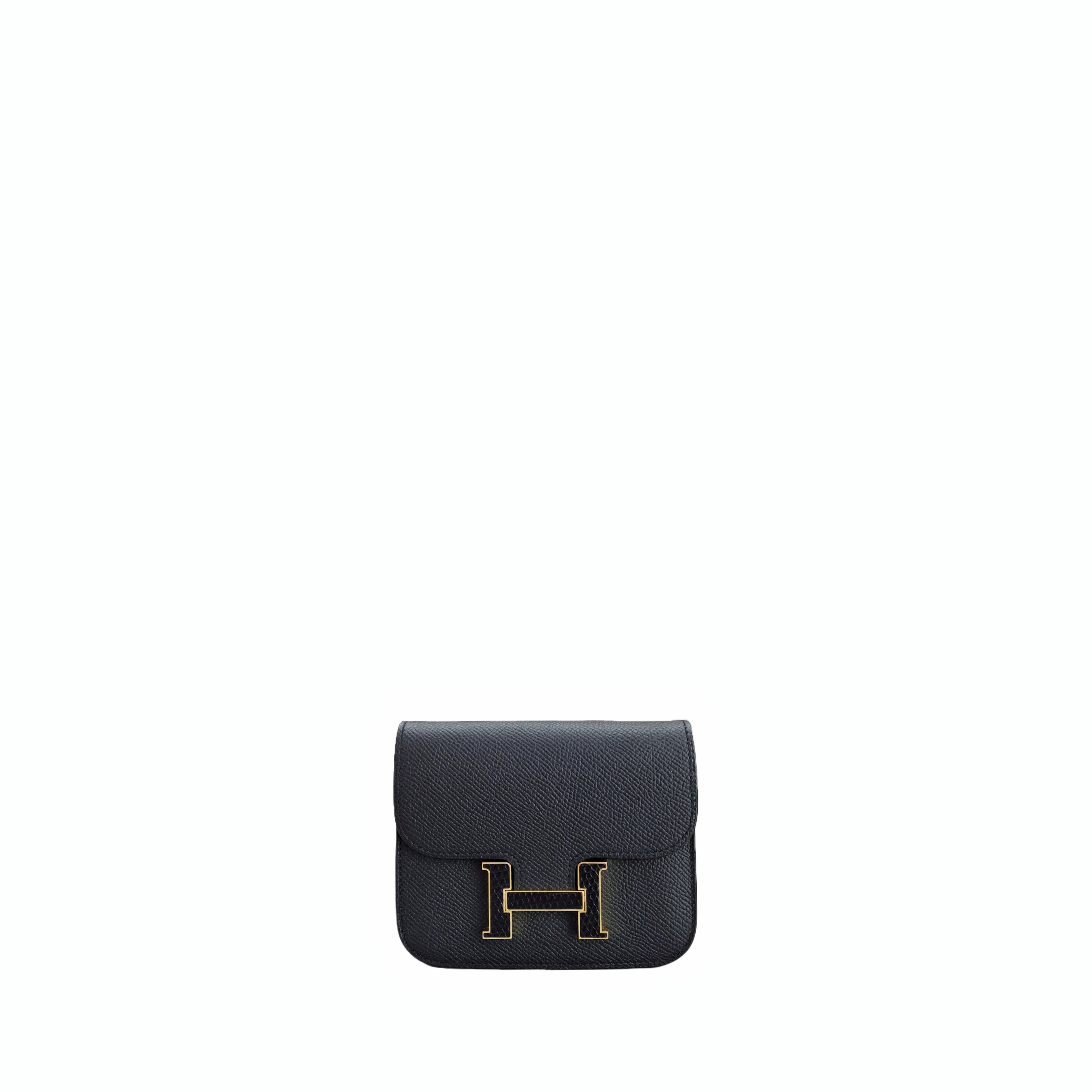 Hermès Constance Slim Silver Hardware Noir (black) with lizard buckle B Stamp