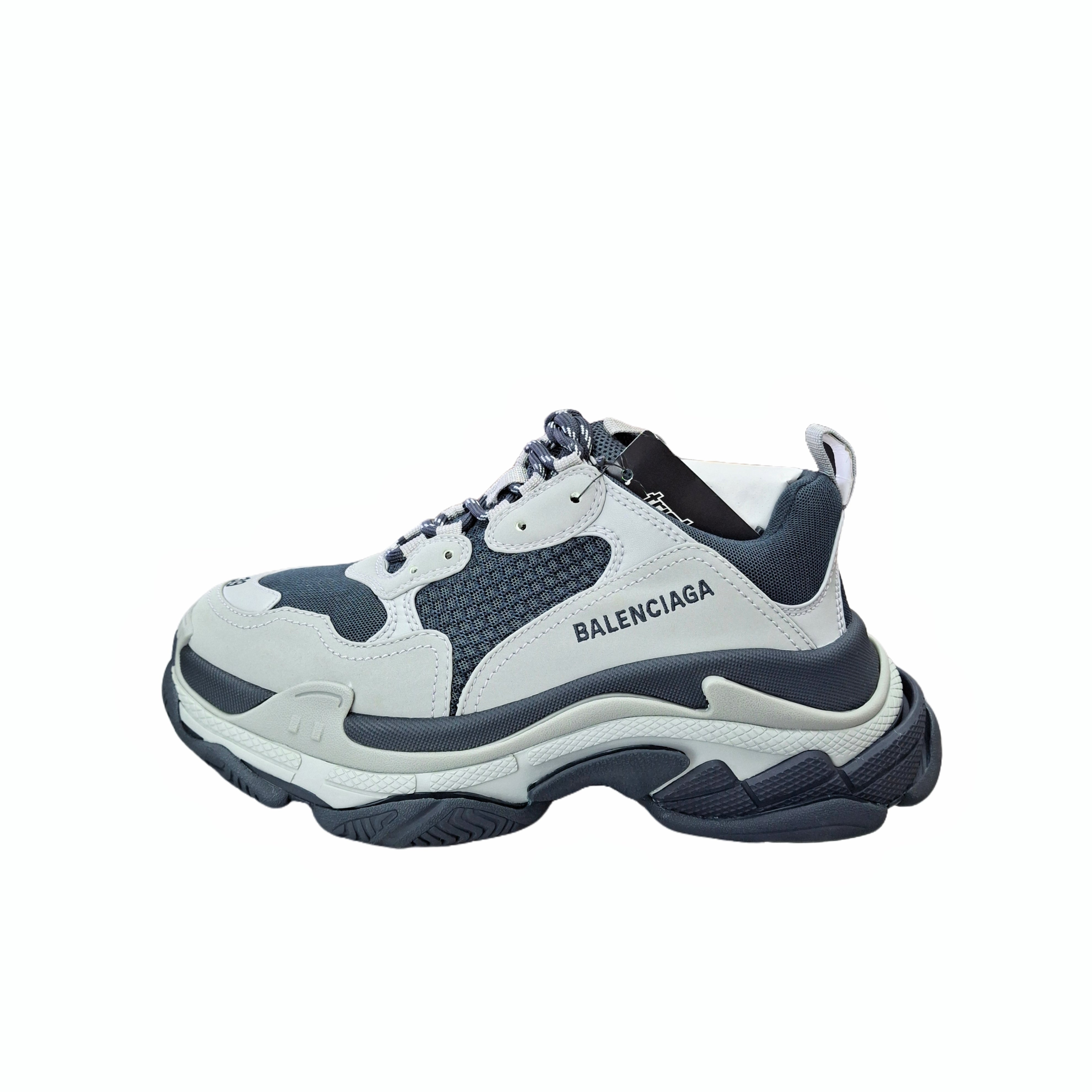 Balenciaga Triple S Clear Sole Sneakers (Grey and Blue) 35