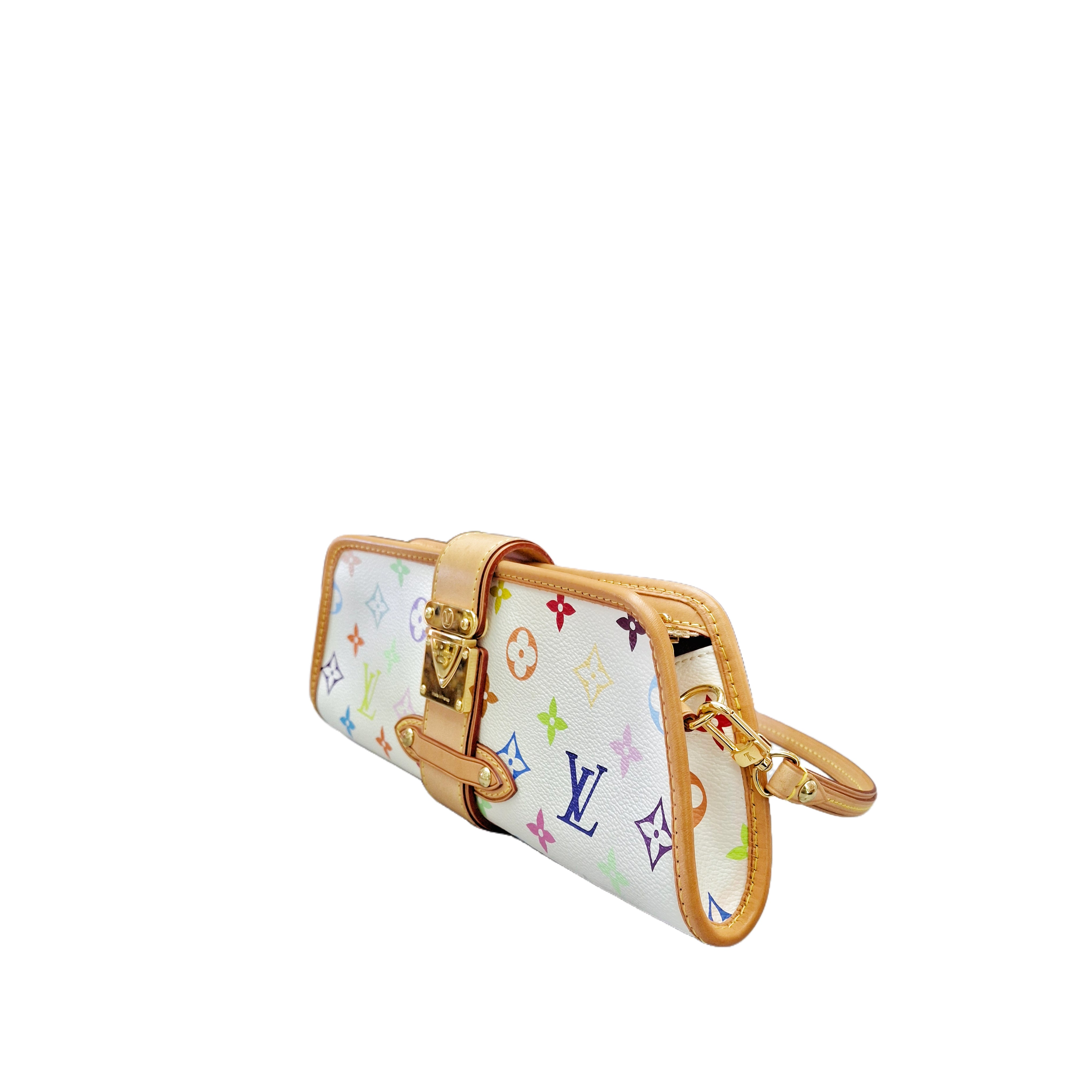 Louis Vuitton Monogram Canvas Multicolour Vintage Shirley Clutch GHW (White)