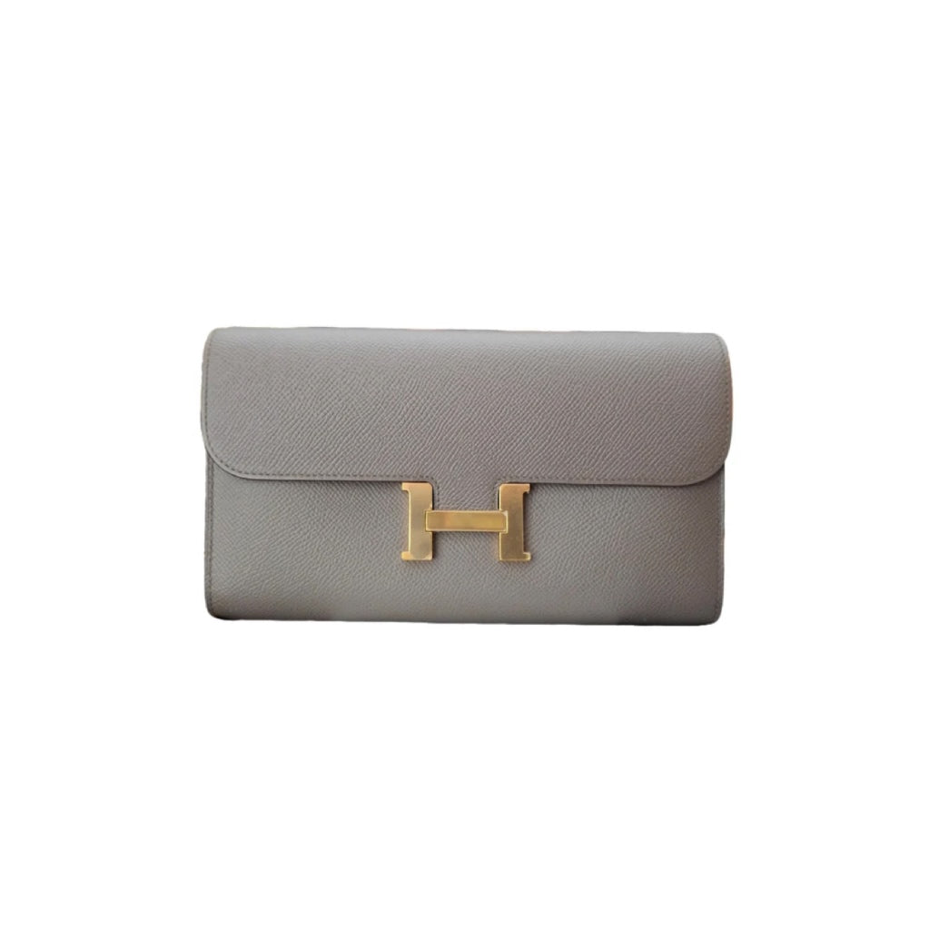 HERMÈS CONSTANCE WALLET GHW Gris Etain (Gray) C stamp