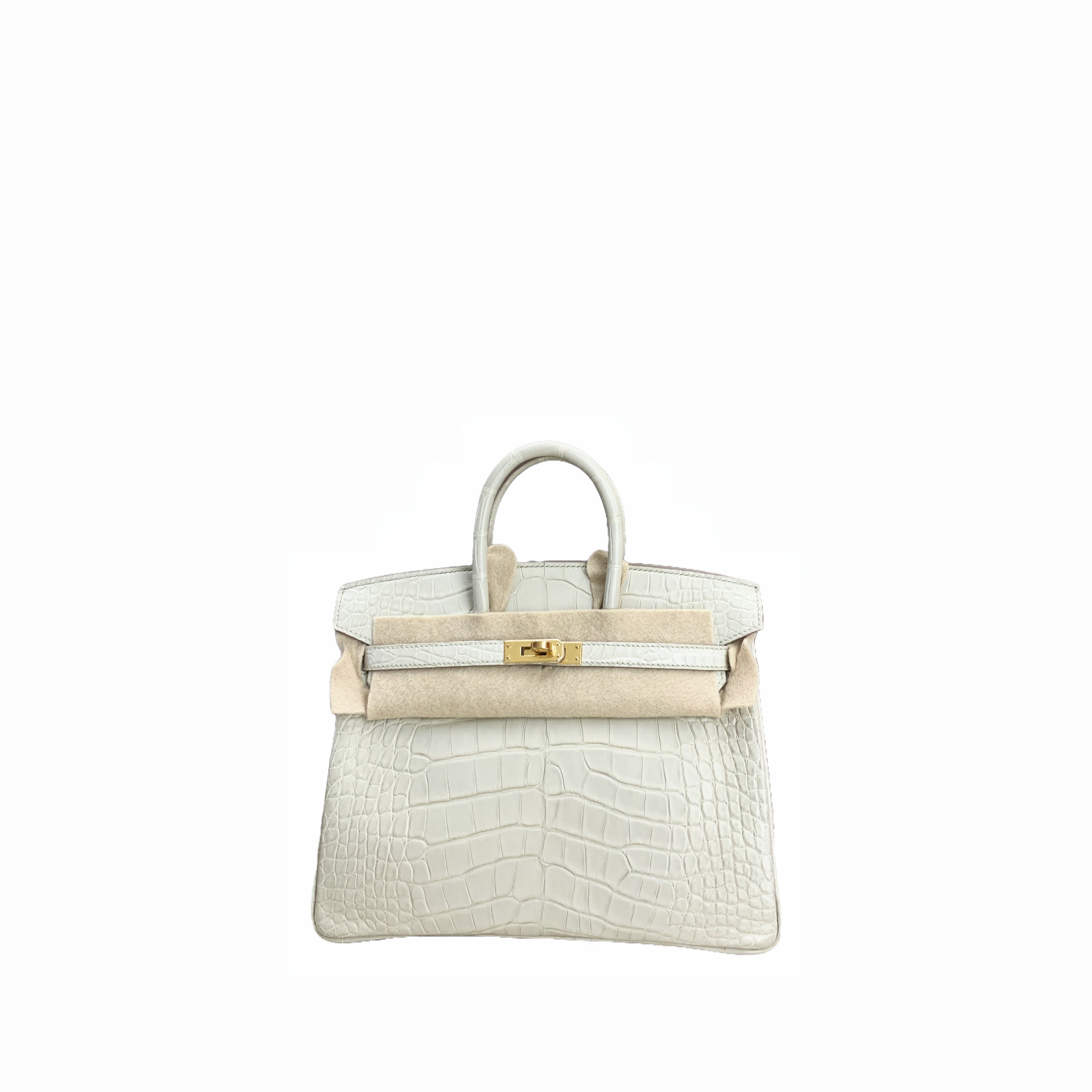 Hermès Birkin 25 Beton (white) Matte Alligator GHW B Stamp