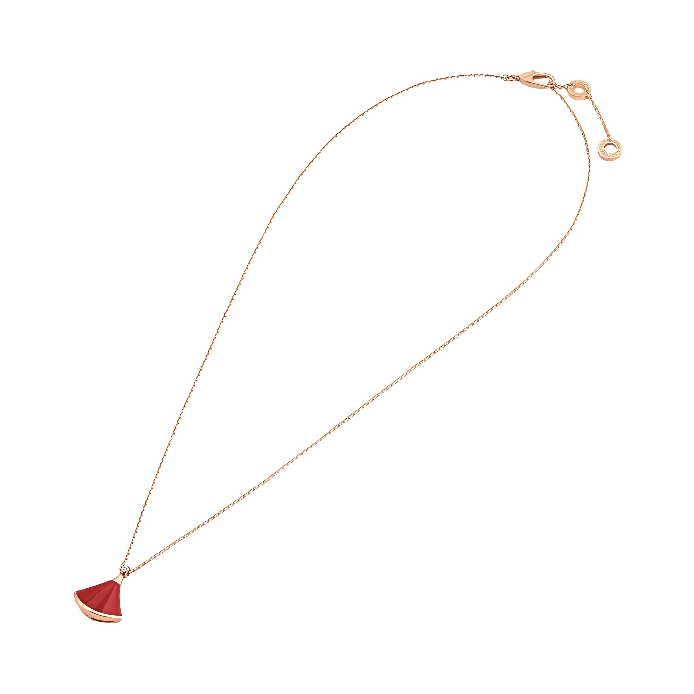 Bvlgari Divas’ Dream Rose Gold Necklace (Red) pendant set with 0.03 ct diamond/Carnelian