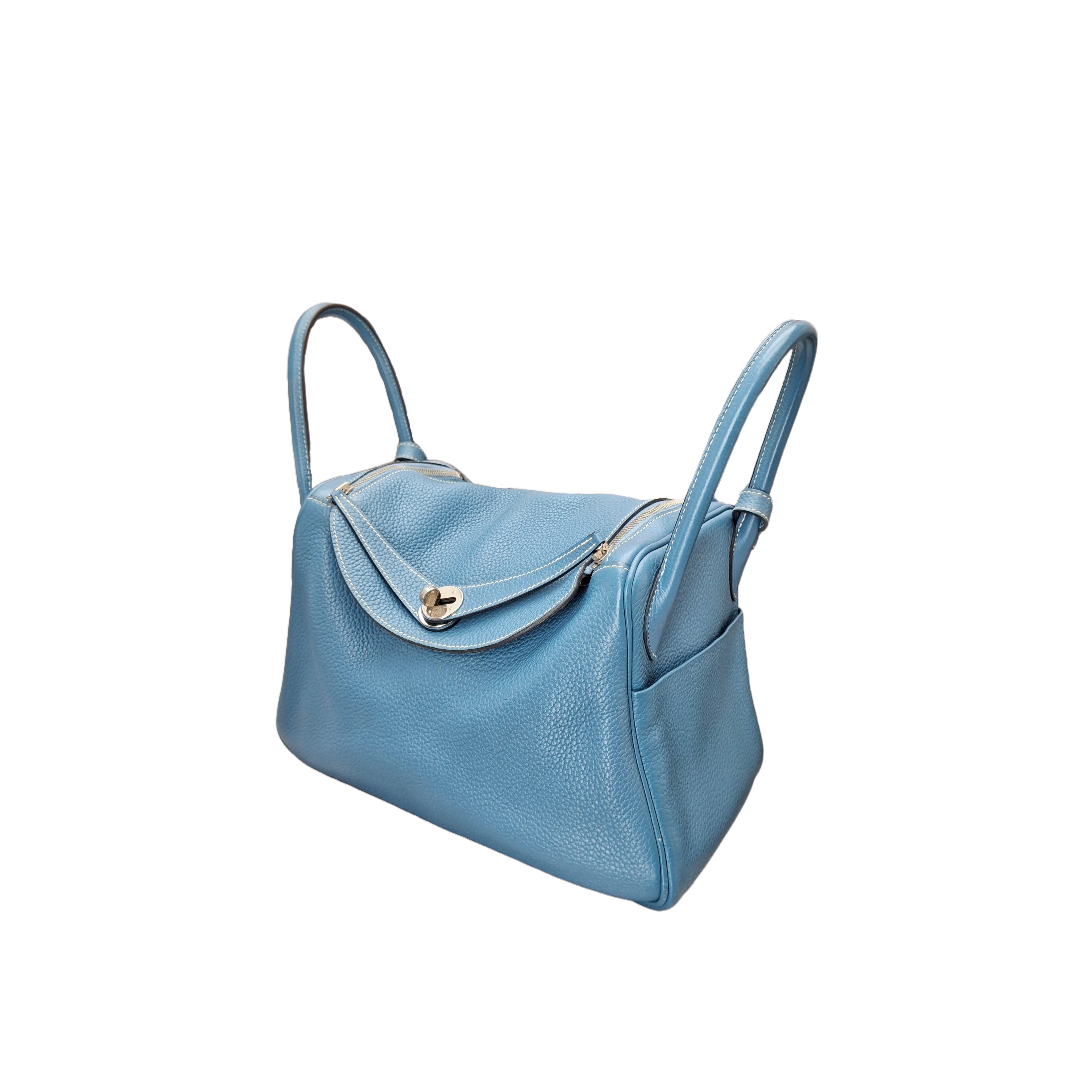 Hermès Lindy 30 Togo Leathe Bleu Jean (blue) Square Q STAMP