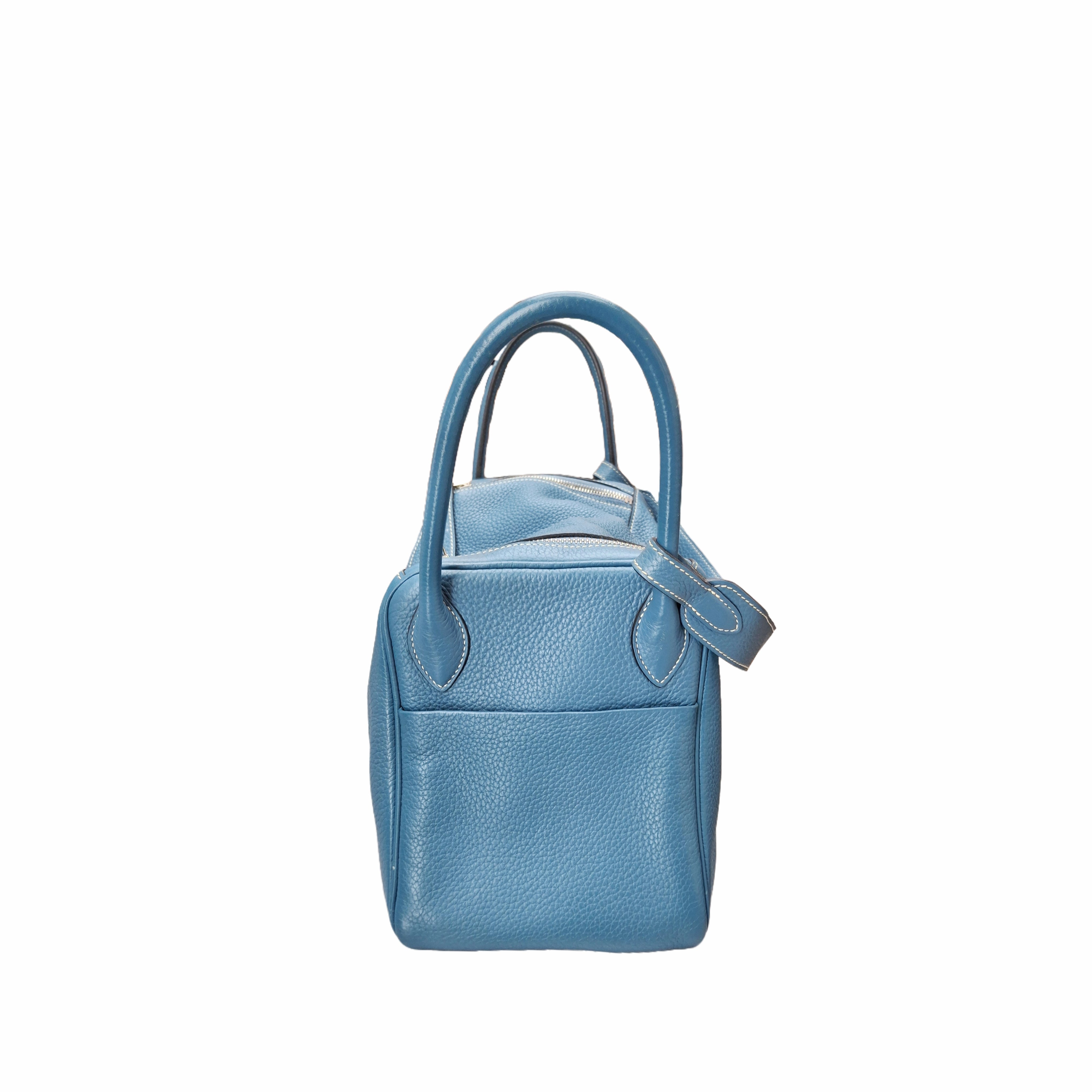 Hermès Lindy 30 Togo Leathe Bleu Jean (blue) Square Q STAMP