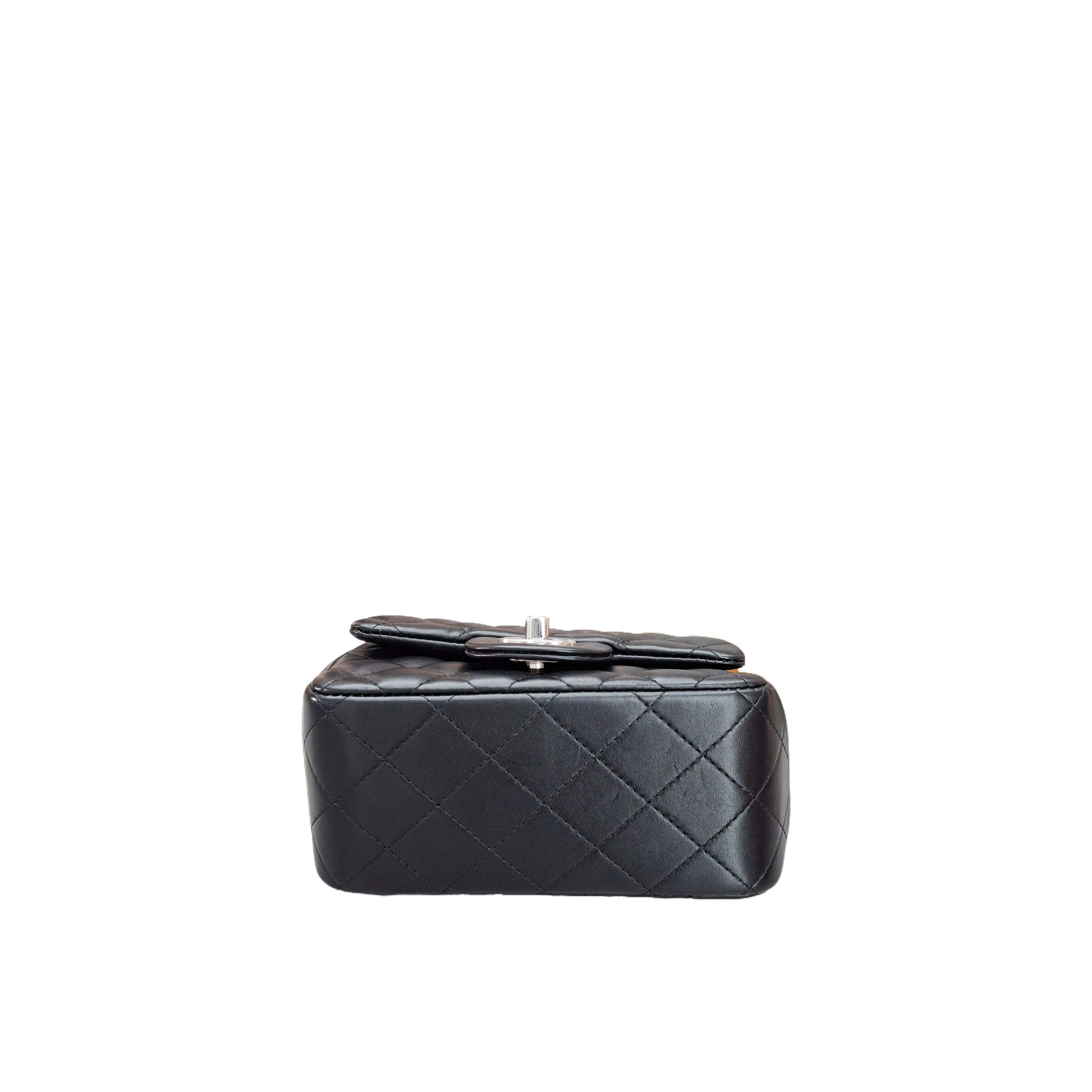 CHANEL Mini Flap Bag in Shiny Lambskin in SHW Black