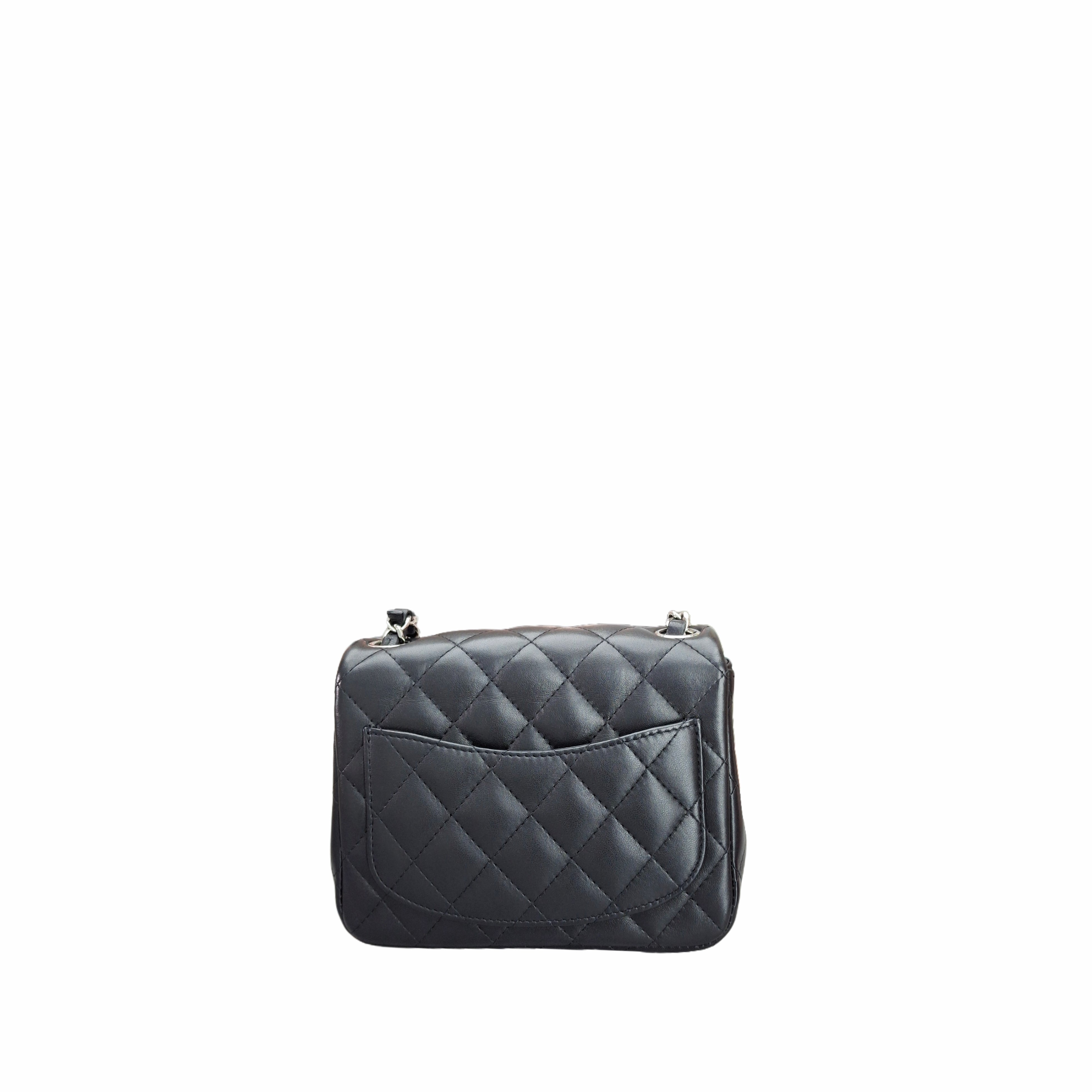 CHANEL Mini Flap Bag in Shiny Lambskin in SHW Black