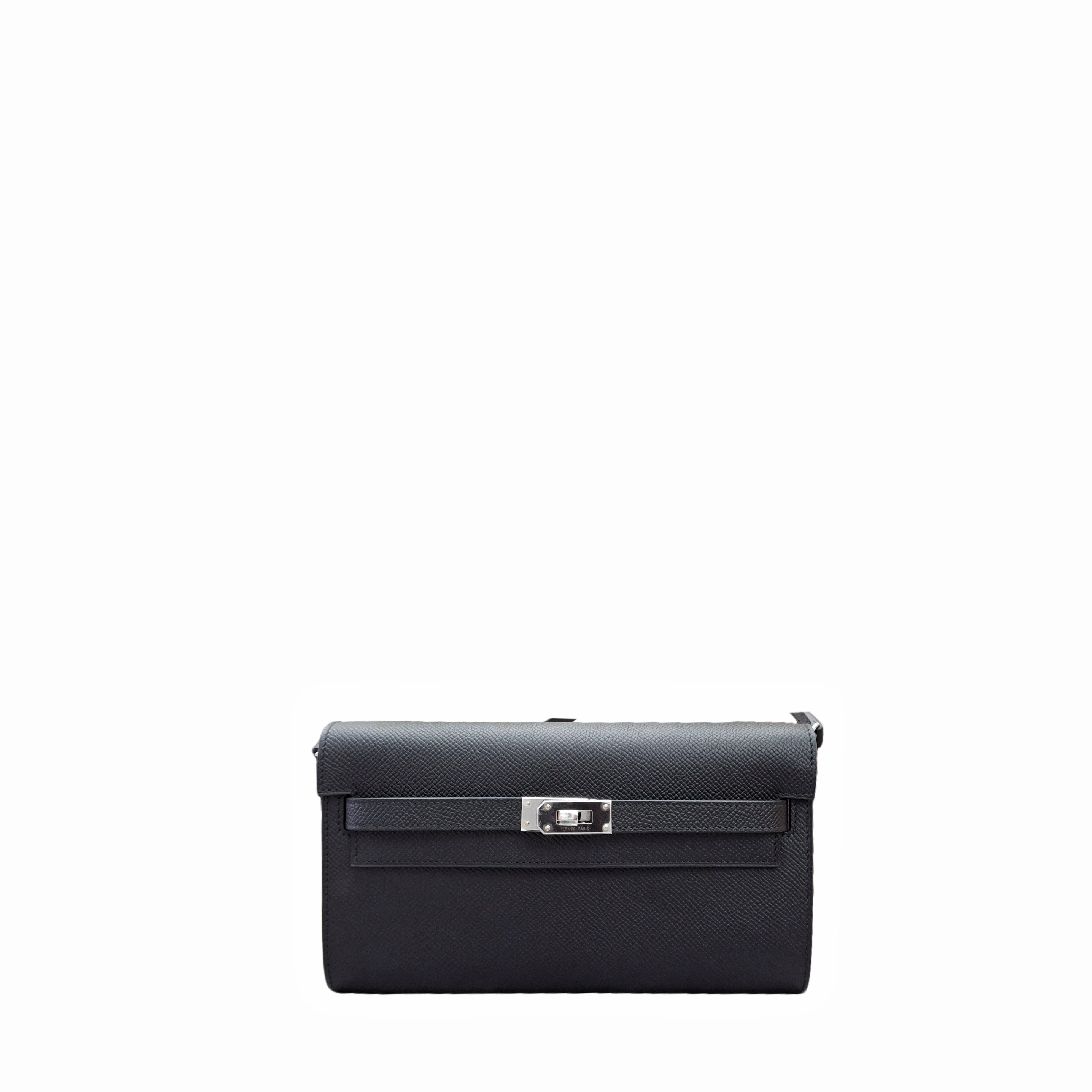 HERMÈS Kelly to go Wallet Epsom Leather SHW Noir(black) W Stamp