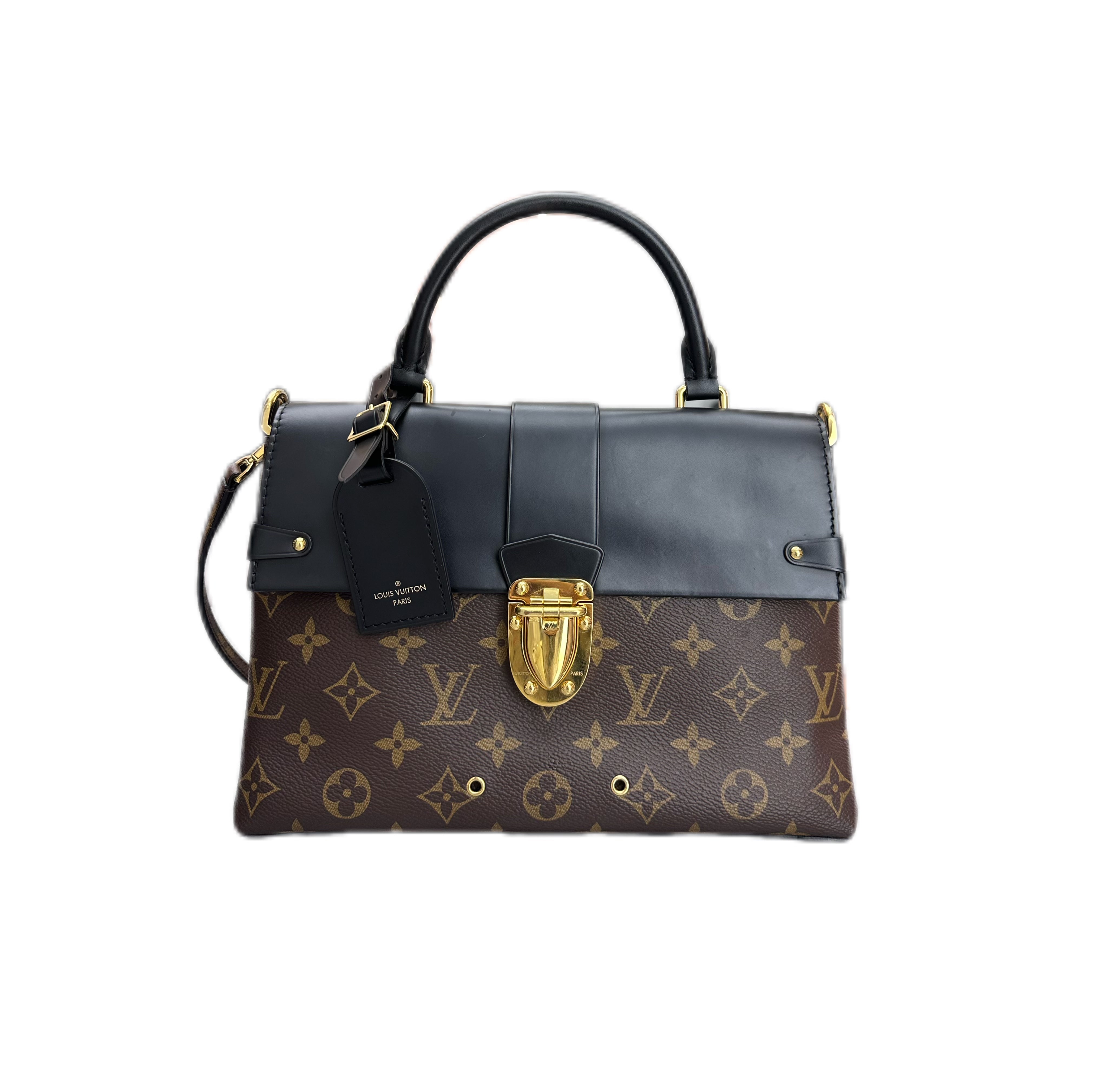 Louis Vuitton Monogram One Handle flap Bag MM (Brown/Black)