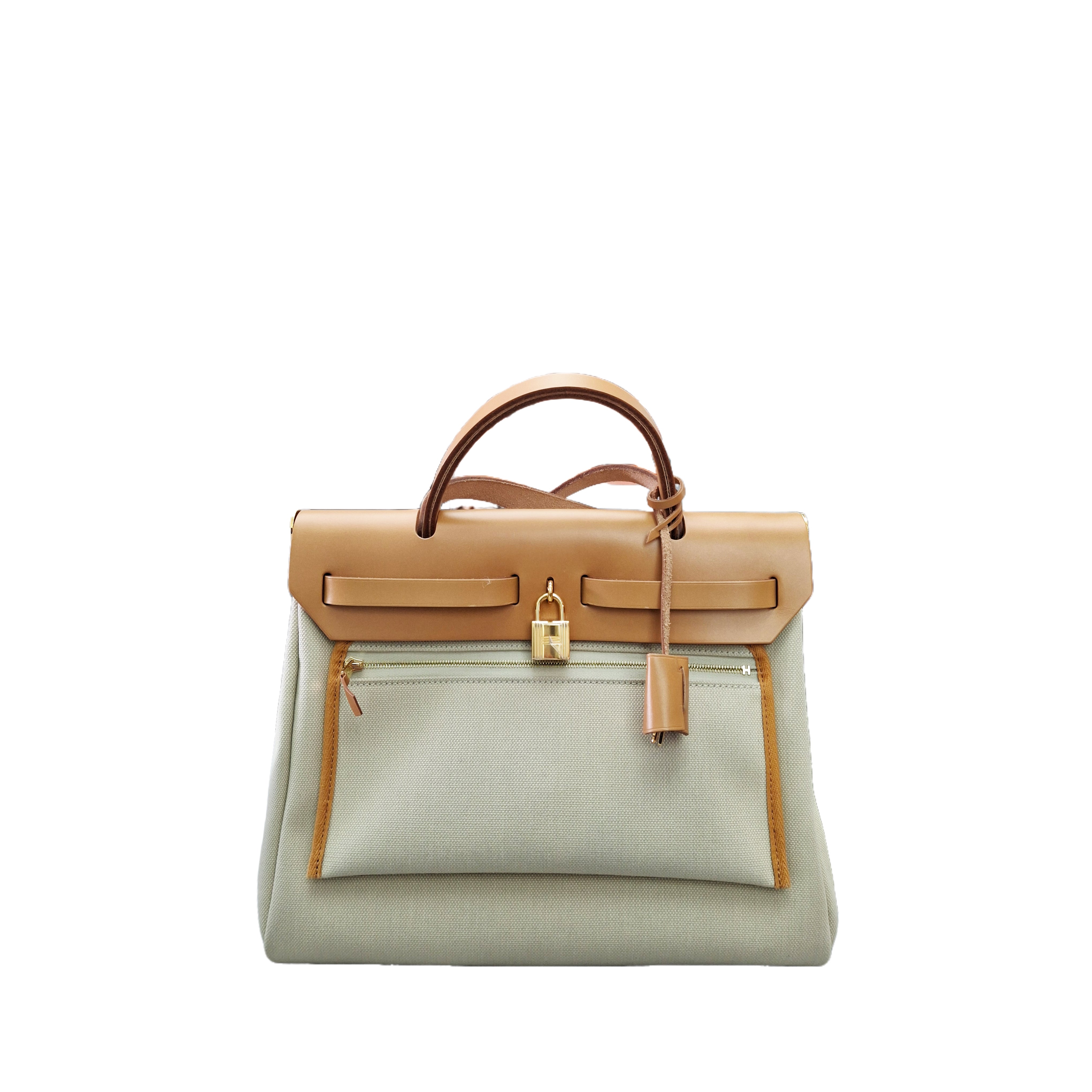 Hermès Herbag 31 GHW Beton/Fauve (Beige/Natural Brown) U Stamp