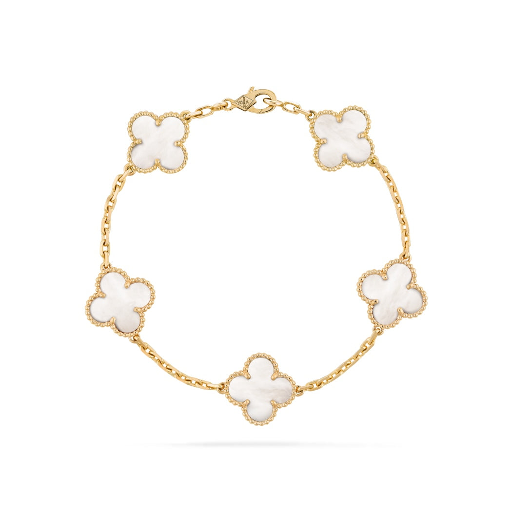 Van Cleef & Arpels Vintage Alhambra bracelet 5 motifs Yellow Gold (White Mother-of-pearl)