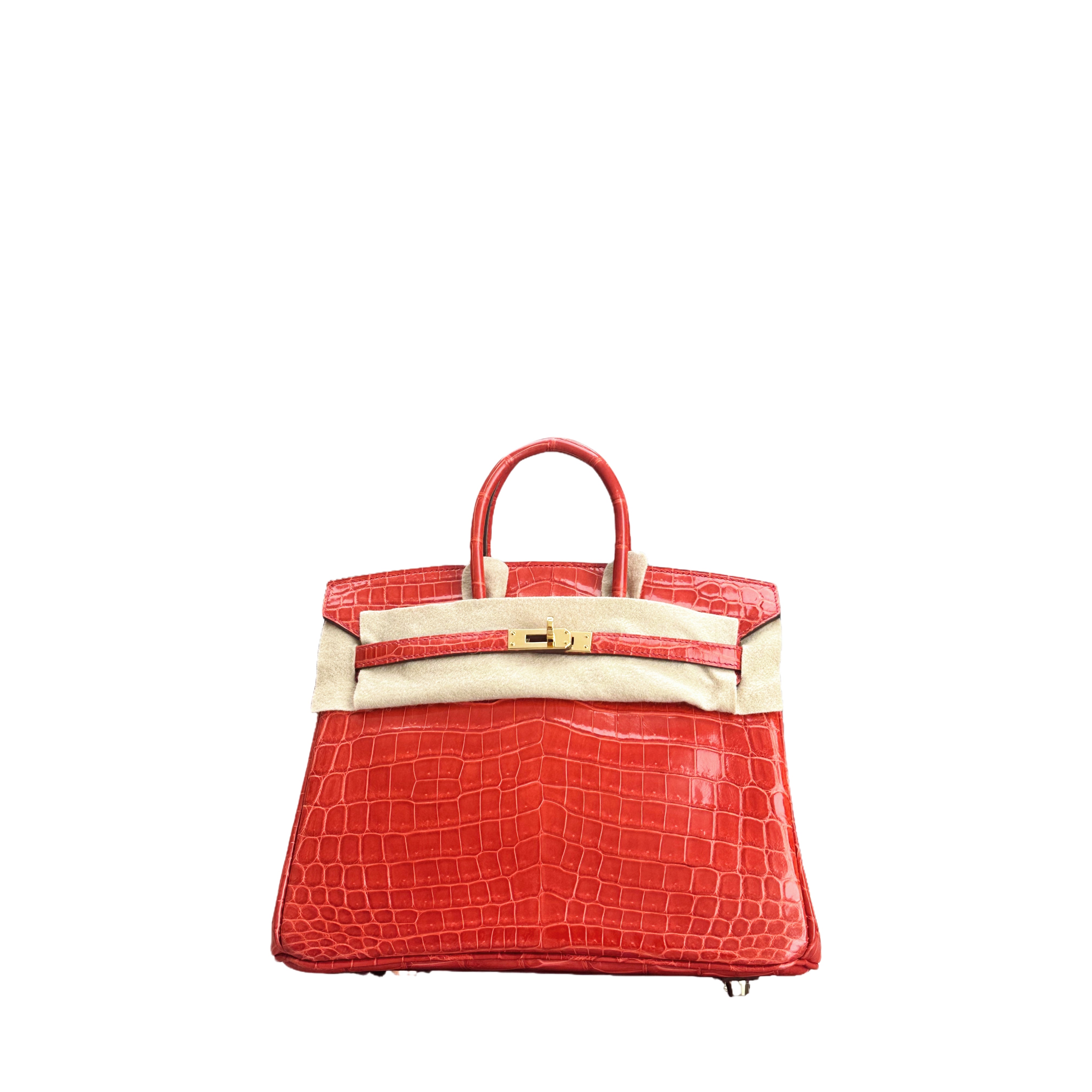 Hermès Birkin 25 Braise Shiny Alligator GHW Square P Stamp