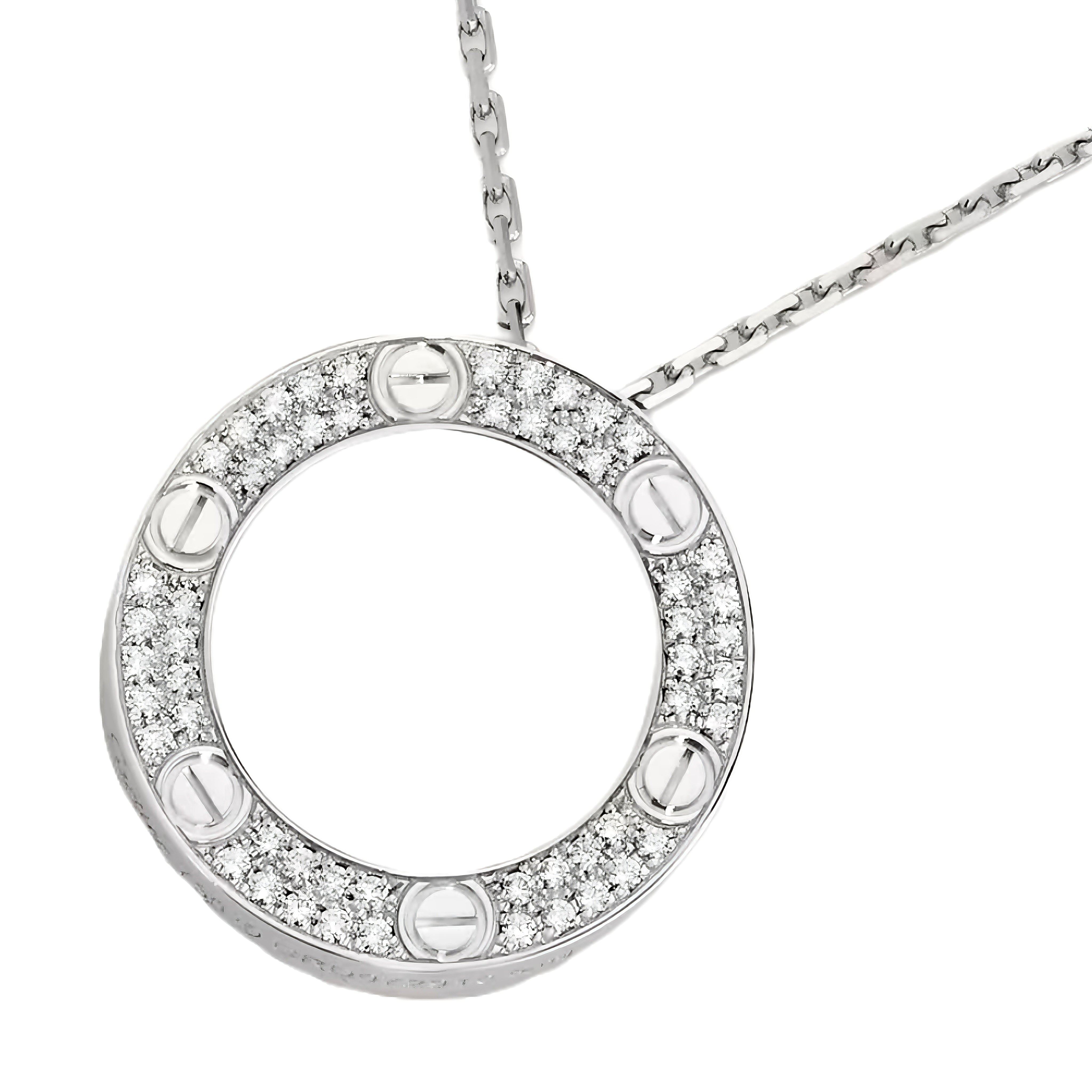 Cariter Love necklace diamond-paved (white gold)