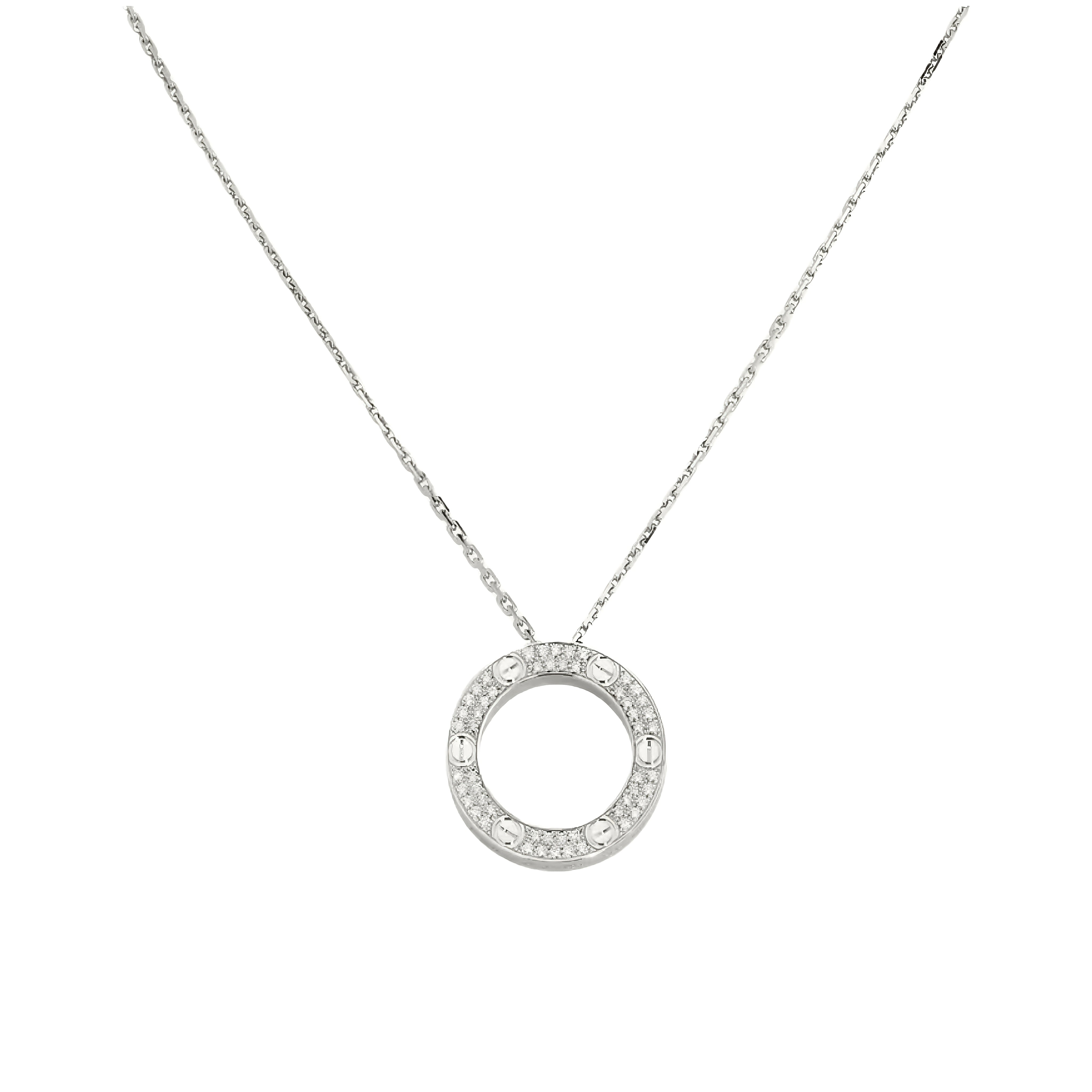 Cariter Love necklace diamond-paved (white gold)