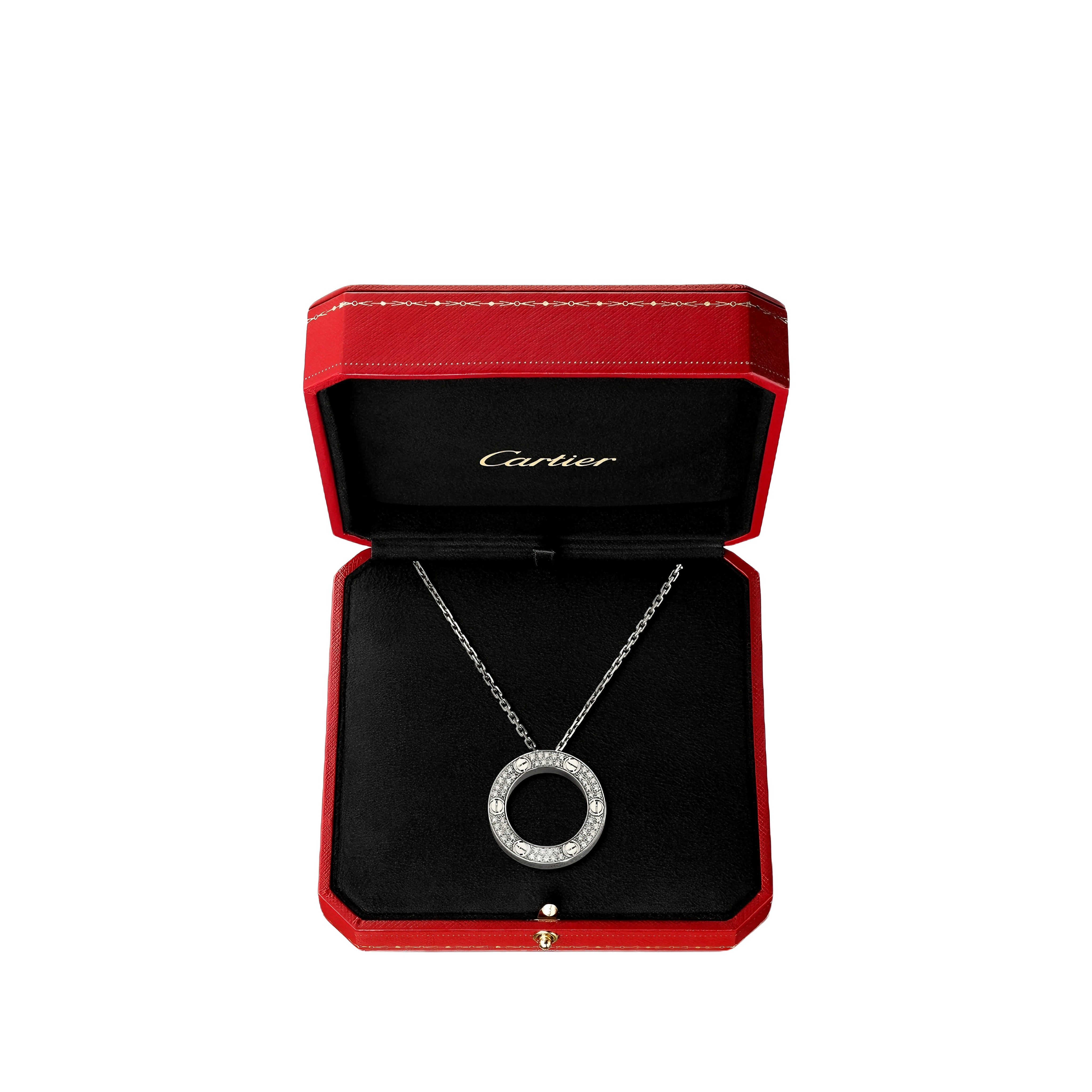 Cariter Love necklace diamond-paved (white gold)