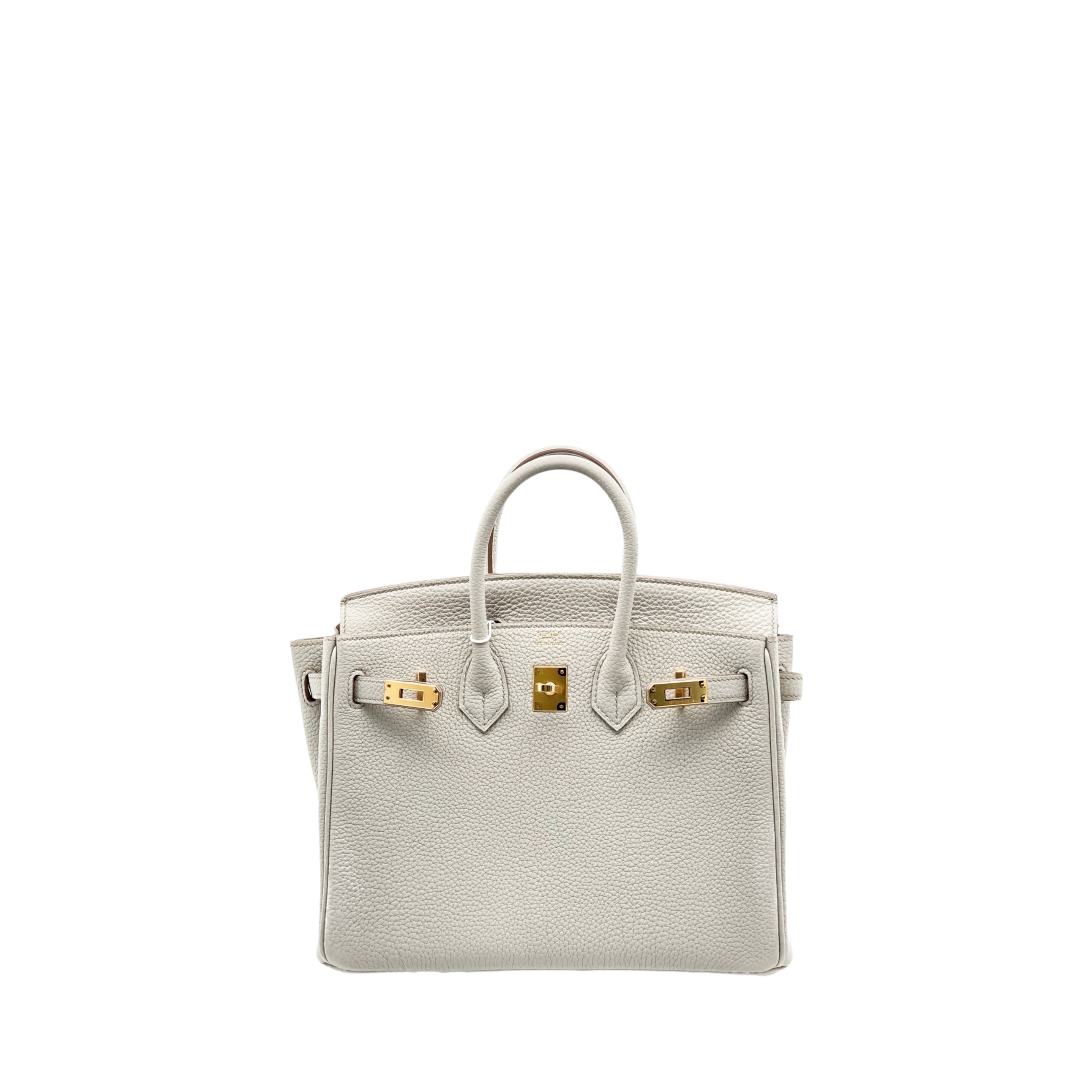 HERMÈS birkin 25 Togo Leather GHW in Beton (Glacier White) U Stamp