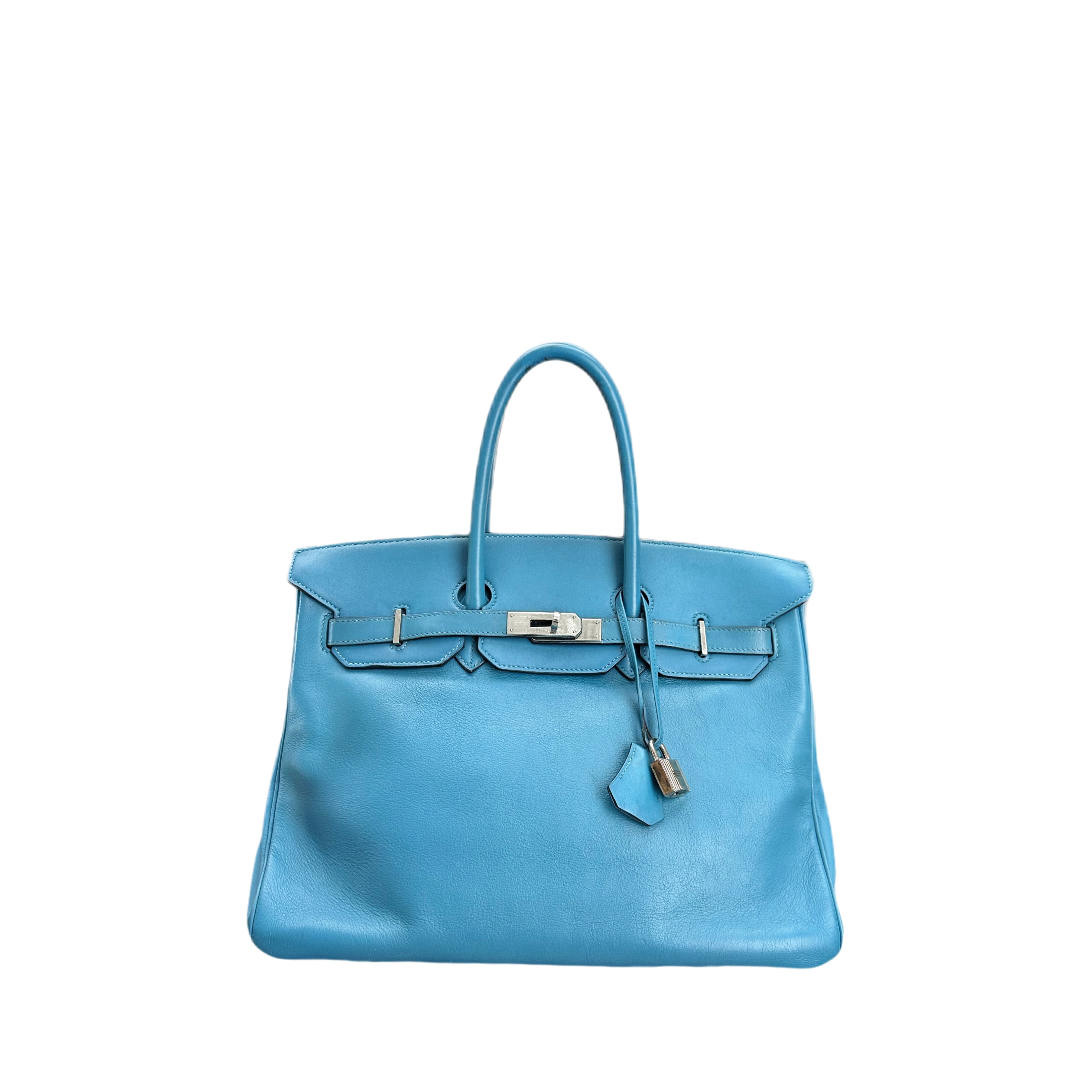 HERMÈS BIRKIN 35 Swift Leather SHW Celeste (Candy Blue) SQUARE K STAMP