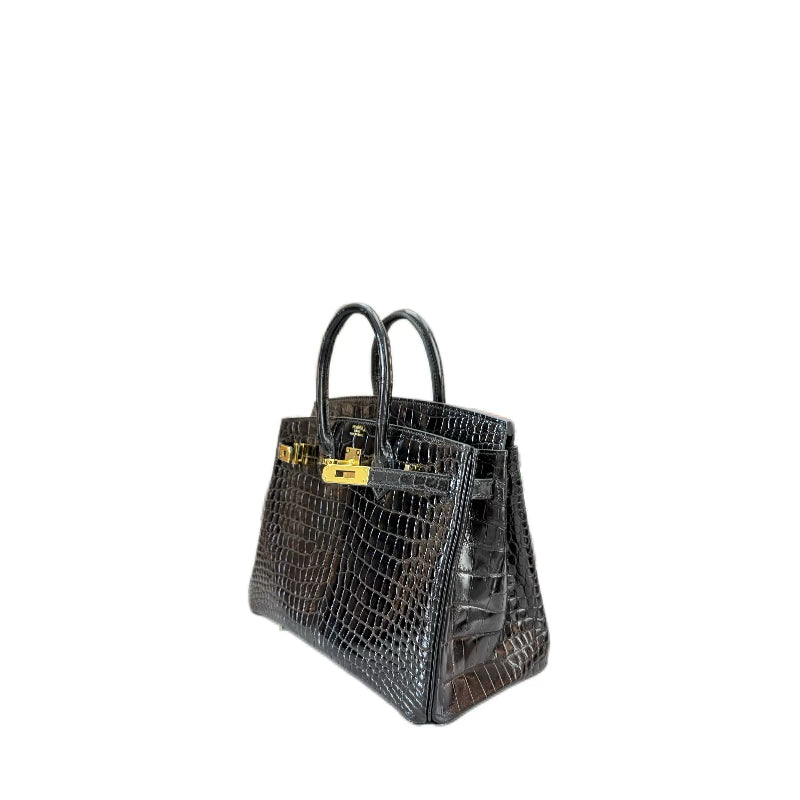 Hermès Birkin 25 Shiny Alligator GHW Noir (Black) Y Stamp