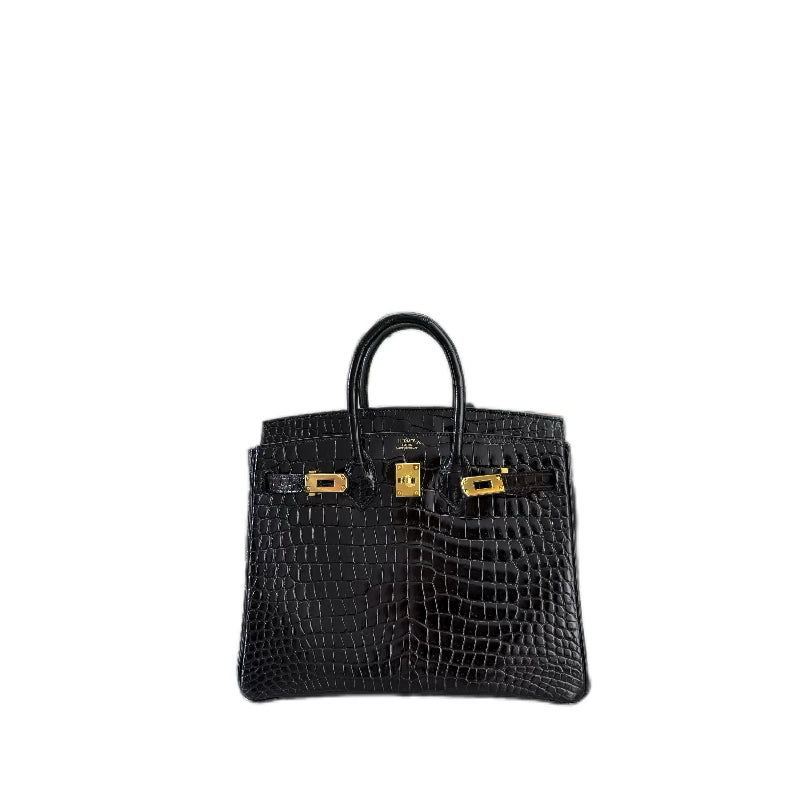 Hermès Birkin 25 Shiny Alligator GHW Noir (Black) Y Stamp