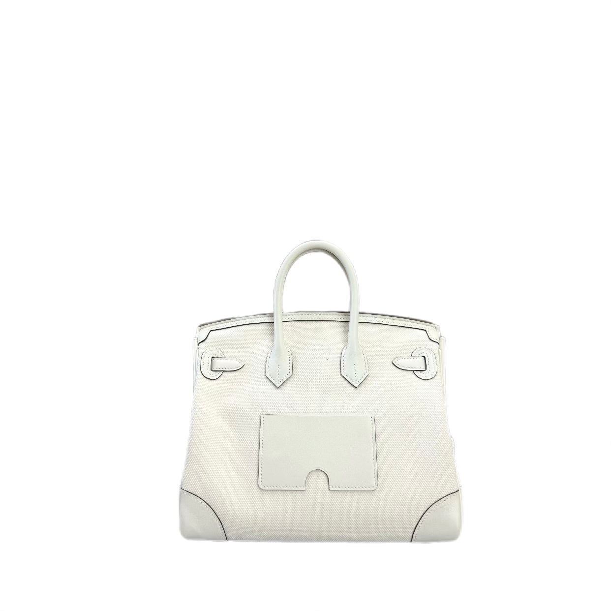 Hermès Birkin 25 Handbag Cargo Toile Goeland Swift SHW Ecru/Nata (White) U Stamp