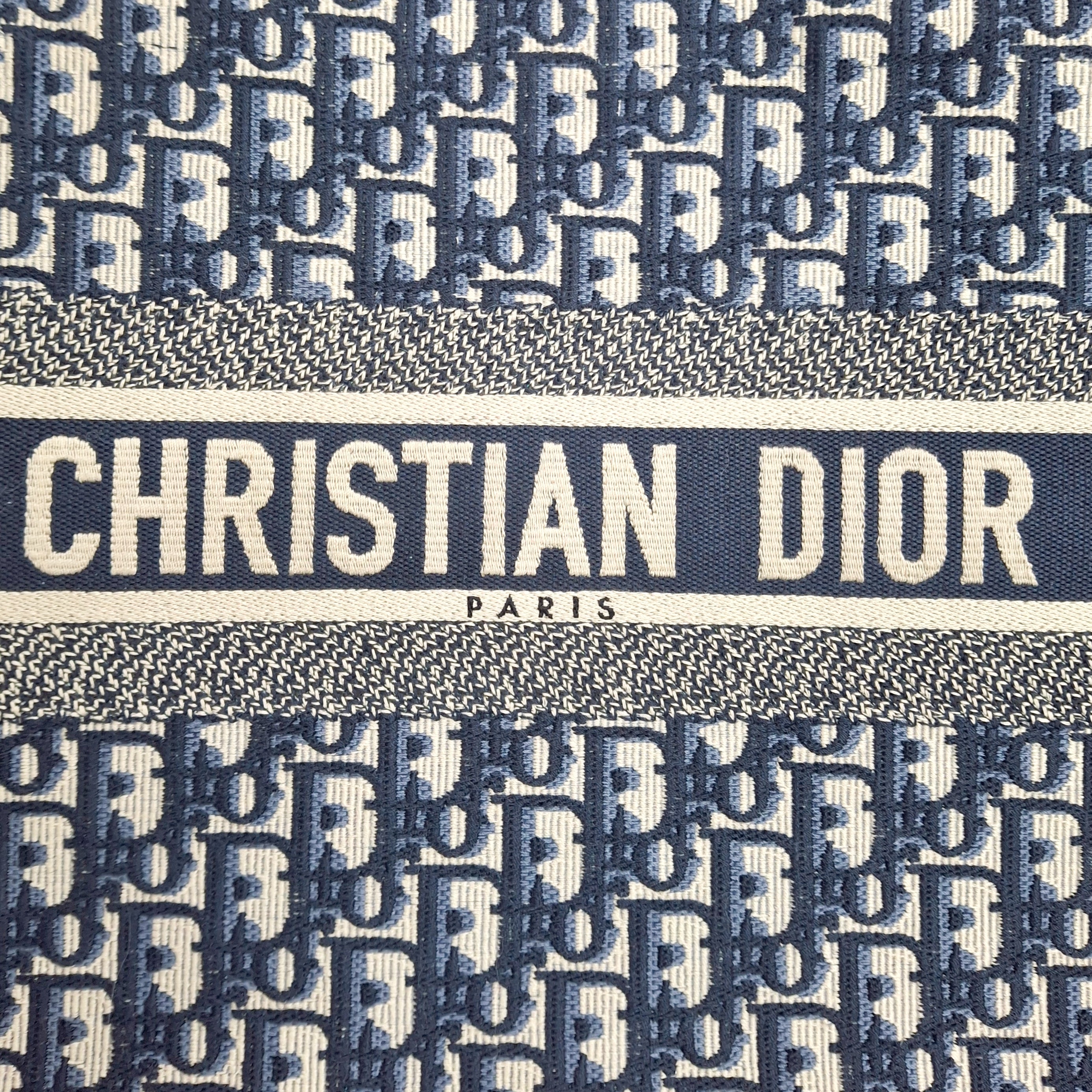 CHRISTIAN DIOR Small Dior Book Tote in Dior Oblique Embroidery (Blue)