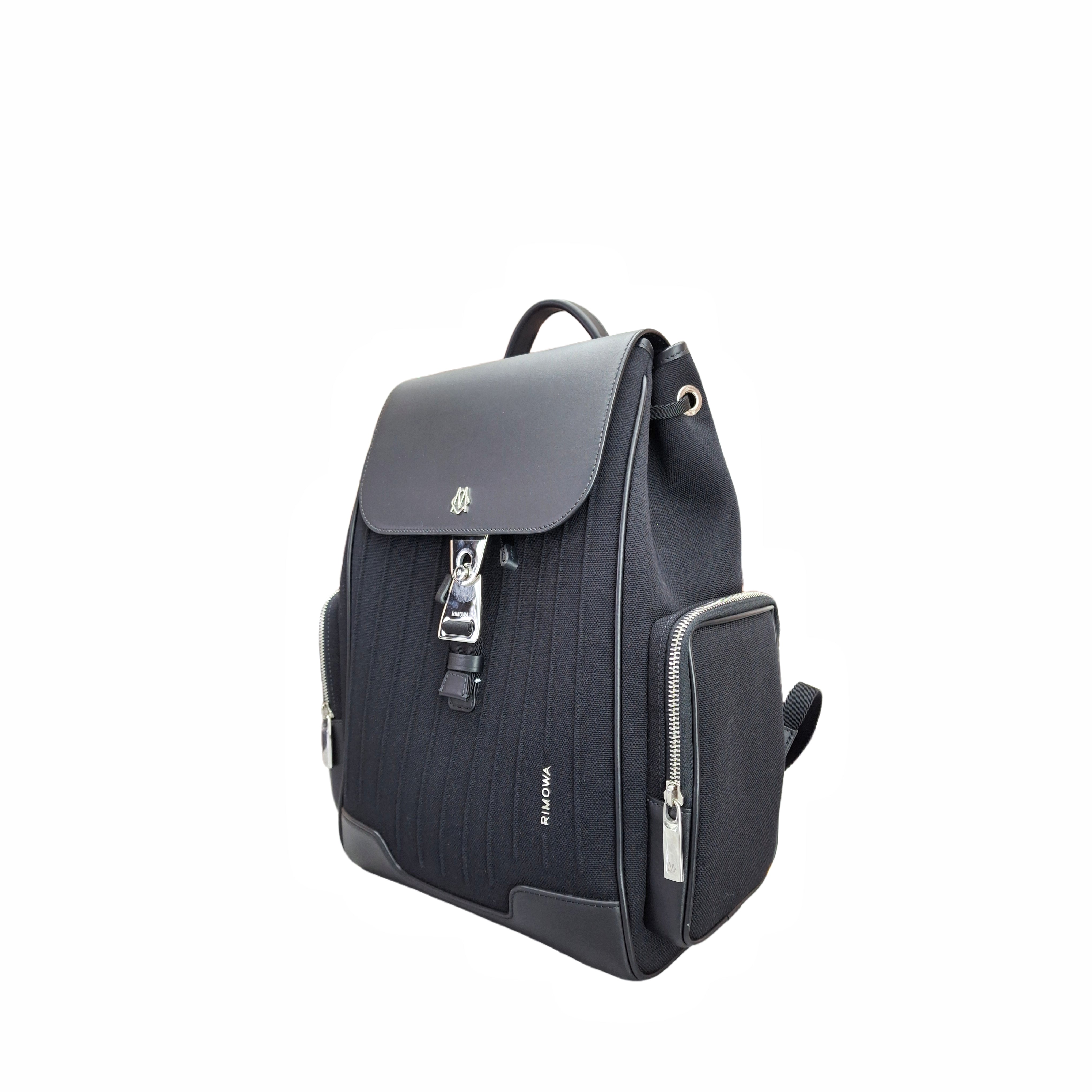 Rimowa small flap backpack canvas and full gain leather SHW (Black)